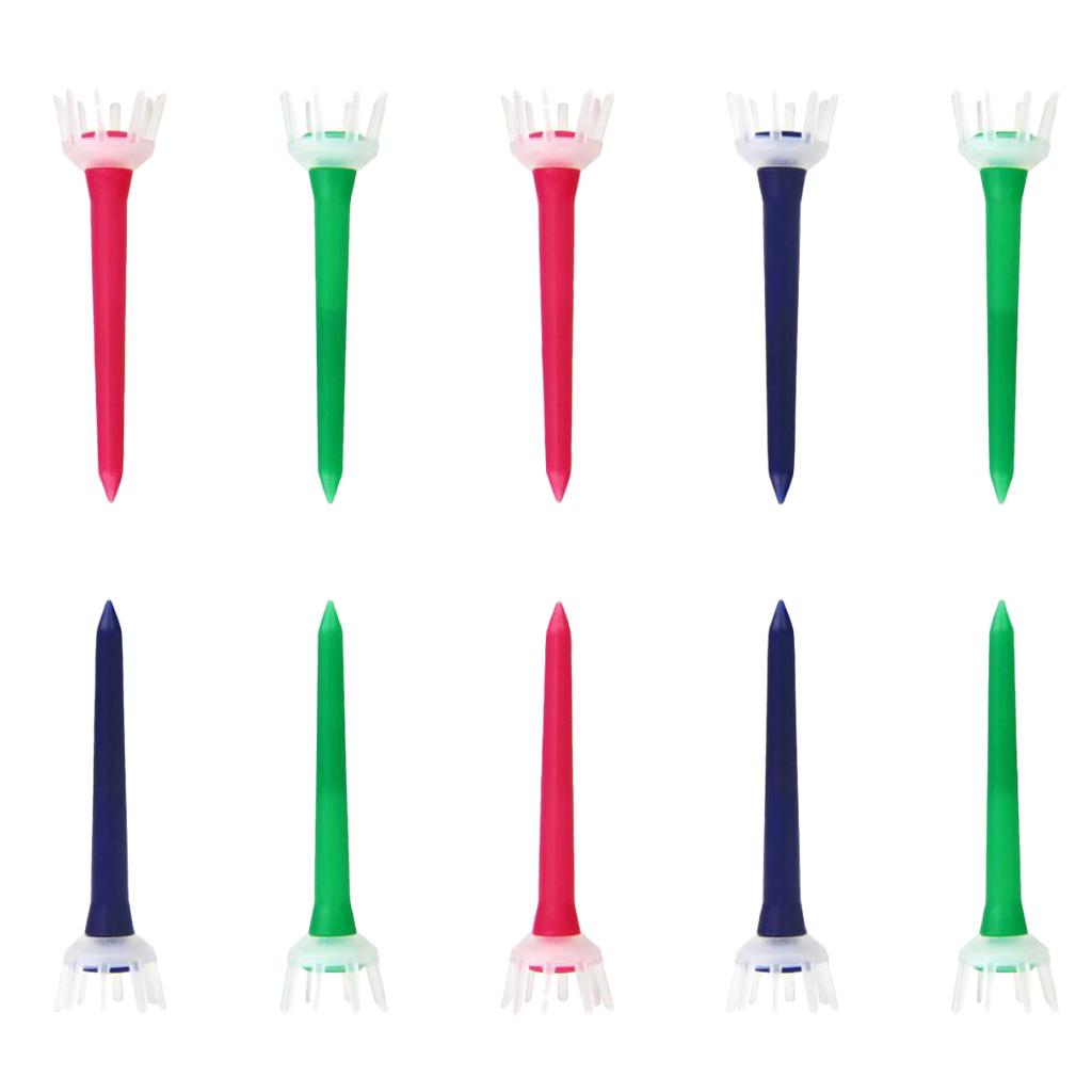 10pcs Premium PE Plastic Golf Tees Crown Claw Tee Replacement Assorted 60mm