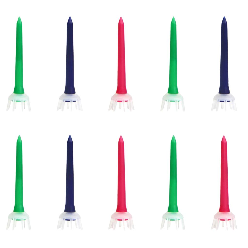 10pcs Premium PE Plastic Golf Tees Crown Claw Tee Replacement Assorted 60mm