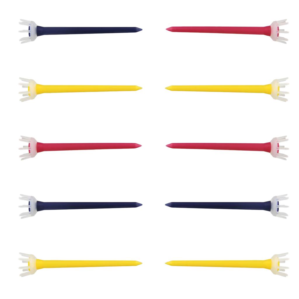 10pcs Premium PE Plastic Golf Tees Crown Claw Tee Replacement Assorted 80mm