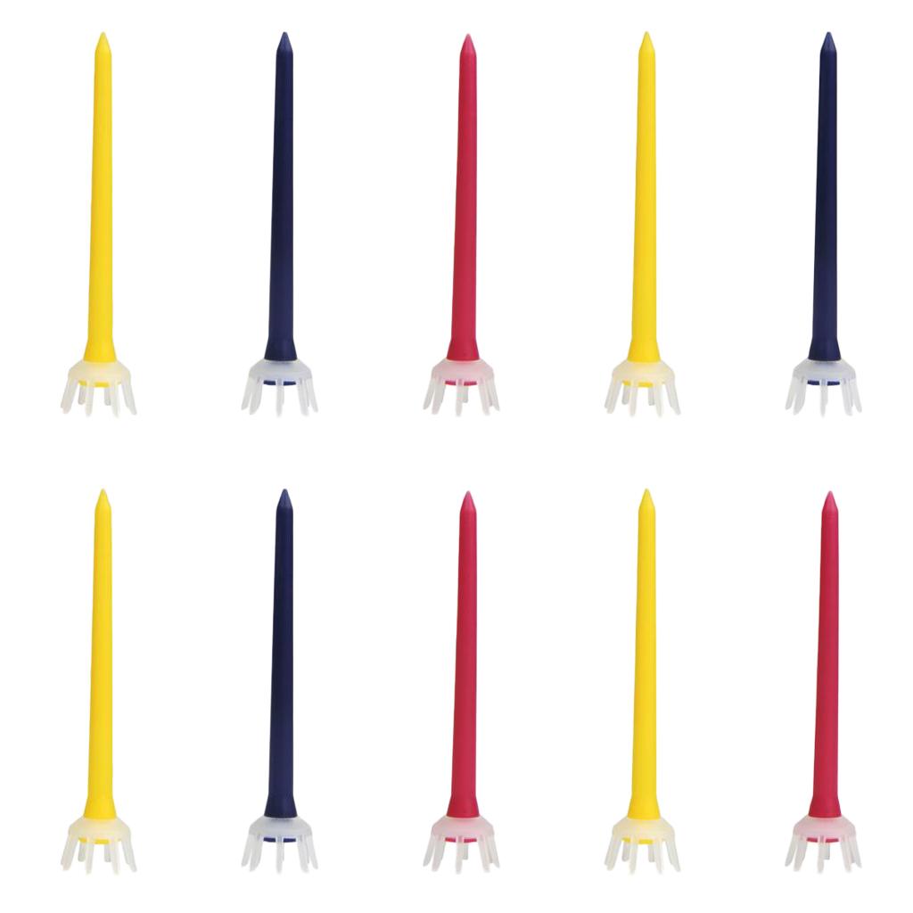 10pcs Premium PE Plastic Golf Tees Crown Claw Tee Replacement Assorted 80mm