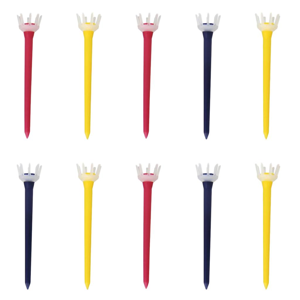 10pcs Premium PE Plastic Golf Tees Crown Claw Tee Replacement Assorted 80mm