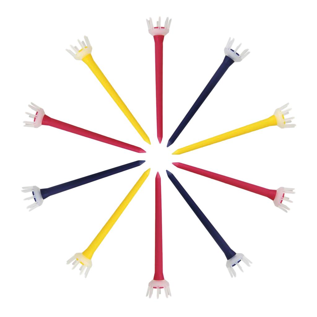 10pcs Premium PE Plastic Golf Tees Crown Claw Tee Replacement Assorted 80mm