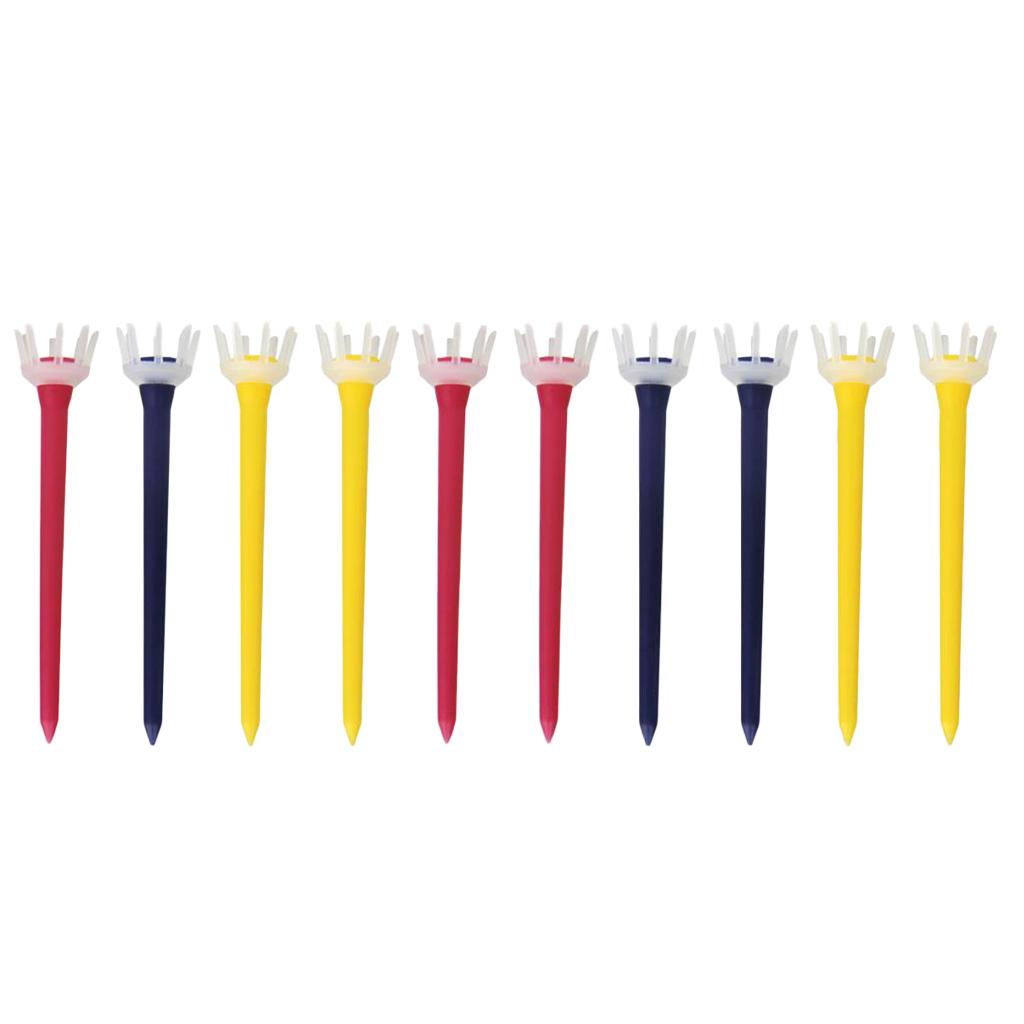 10pcs Premium PE Plastic Golf Tees Crown Claw Tee Replacement Assorted 80mm