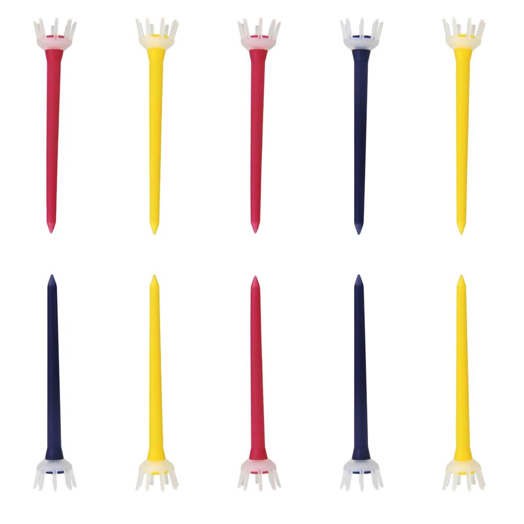 10pcs Premium PE Plastic Golf Tees Crown Claw Tee Replacement Assorted 80mm