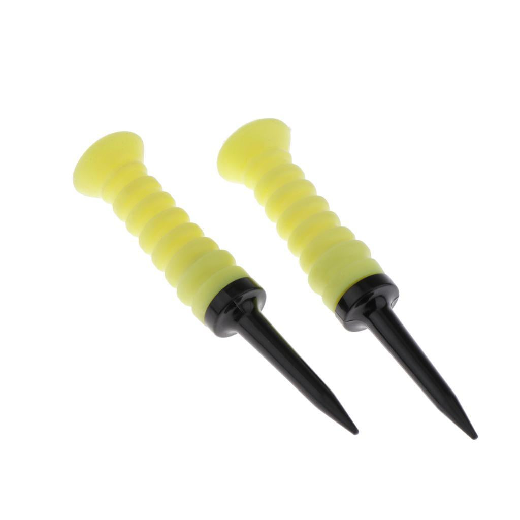 2 Pack Soft Plastic Golf Ball Tees Limit Resistance Elastic Ball Nail Yellow