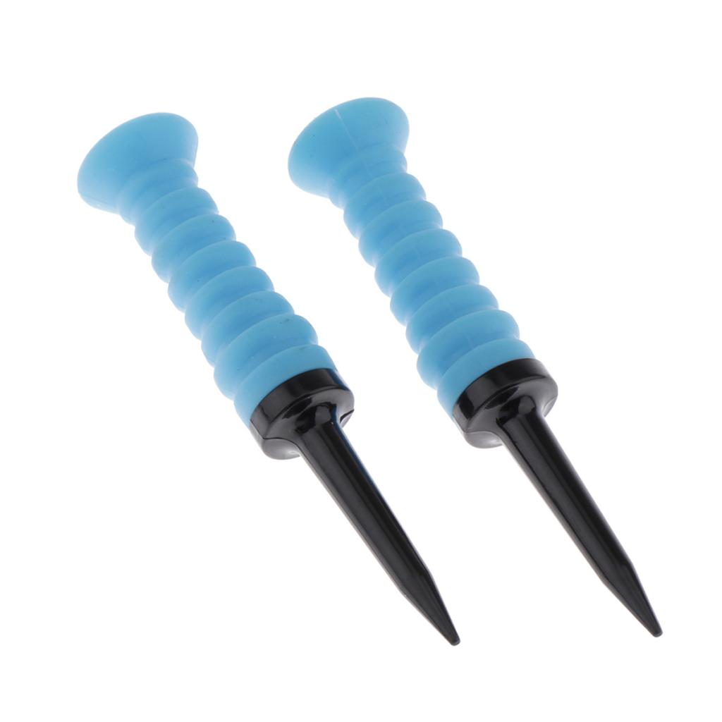2 Pack Soft Plastic Golf Ball Tees Limit Resistance Elastic Ball Nail Blue