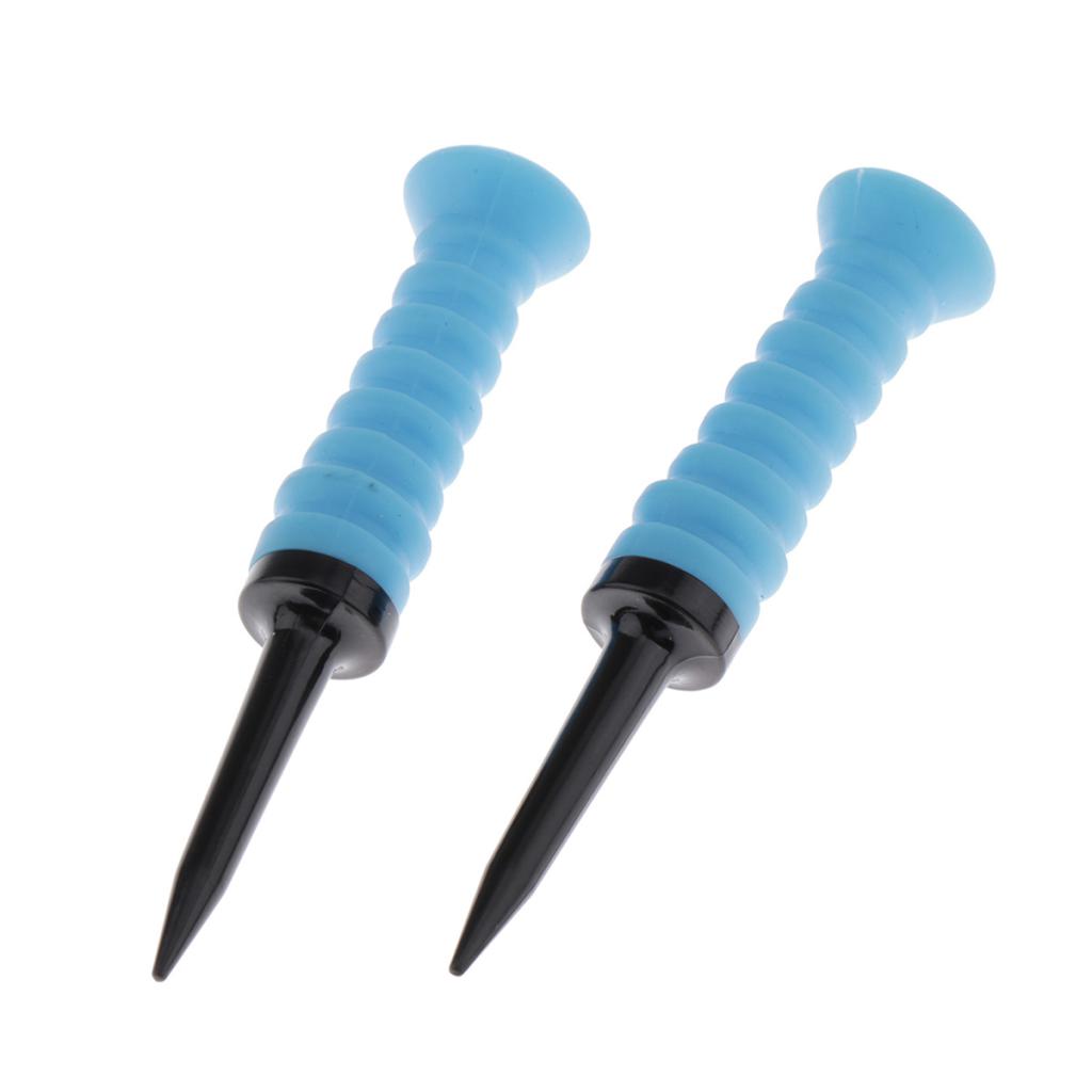 2 Pack Soft Plastic Golf Ball Tees Limit Resistance Elastic Ball Nail Blue