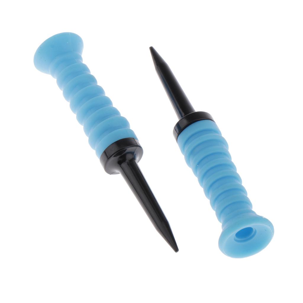 2 Pack Soft Plastic Golf Ball Tees Limit Resistance Elastic Ball Nail Blue