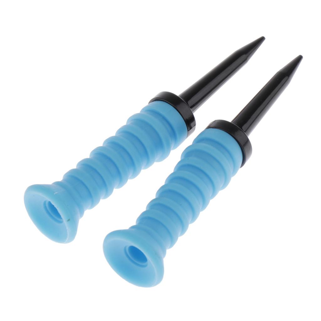 2 Pack Soft Plastic Golf Ball Tees Limit Resistance Elastic Ball Nail Blue
