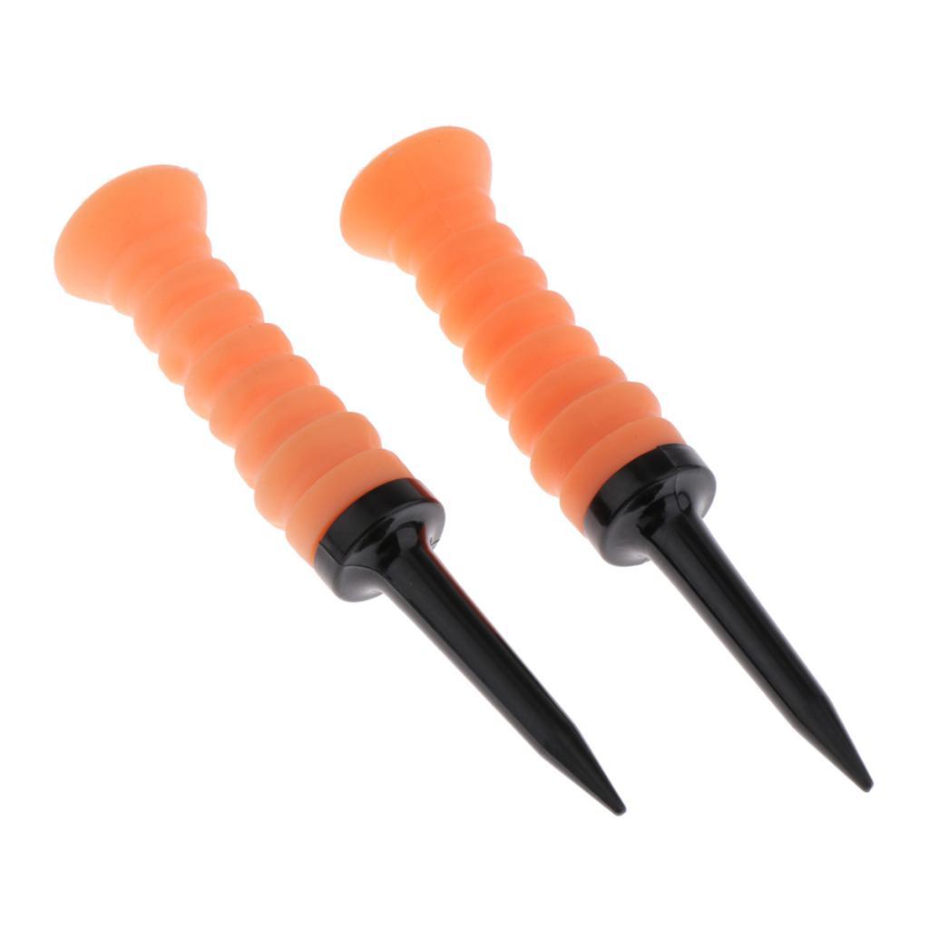 2 Pack Soft Plastic Golf Ball Tees Limit Resistance Elastic Ball Nail Orange
