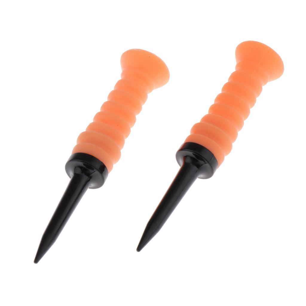 2 Pack Soft Plastic Golf Ball Tees Limit Resistance Elastic Ball Nail Orange