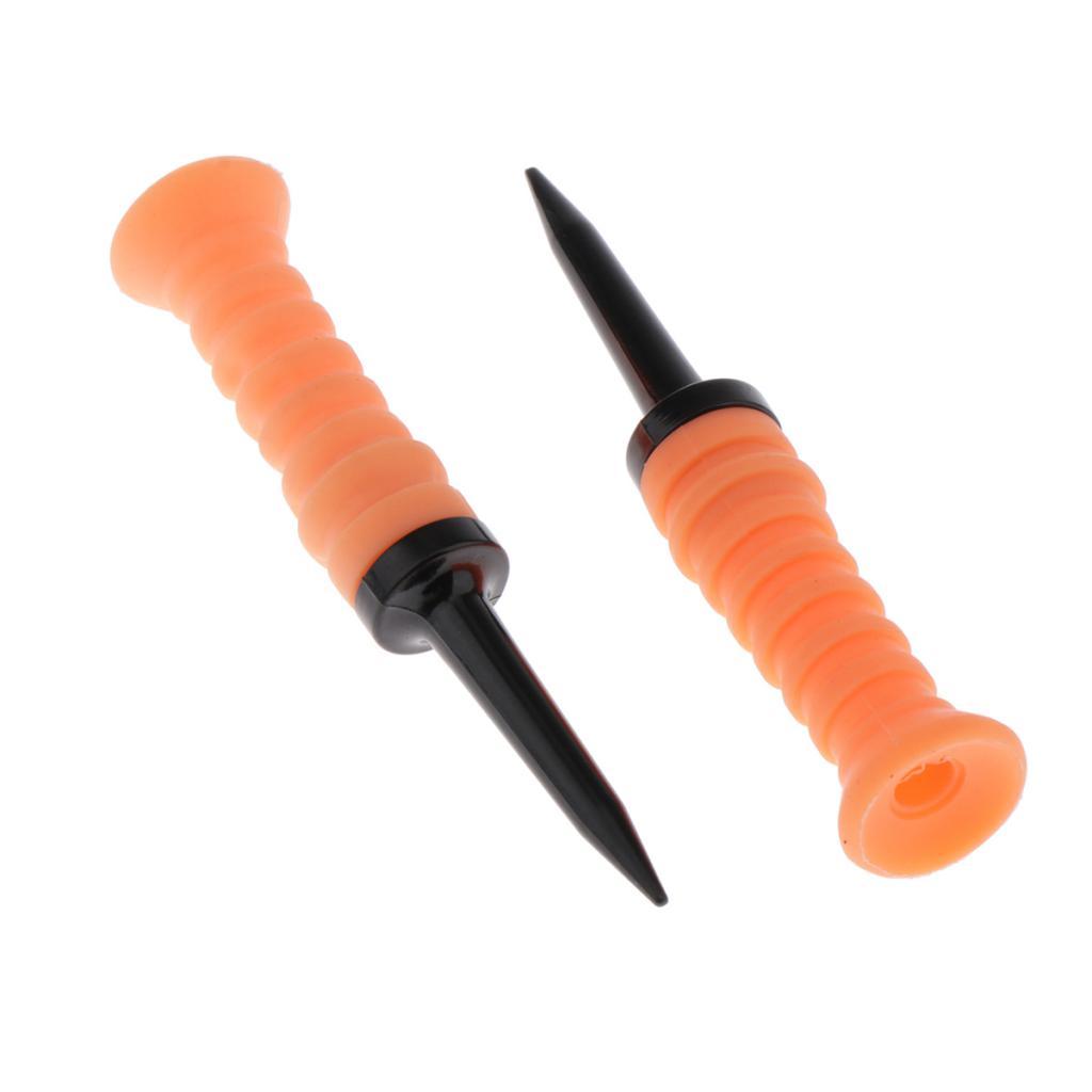 2 Pack Soft Plastic Golf Ball Tees Limit Resistance Elastic Ball Nail Orange