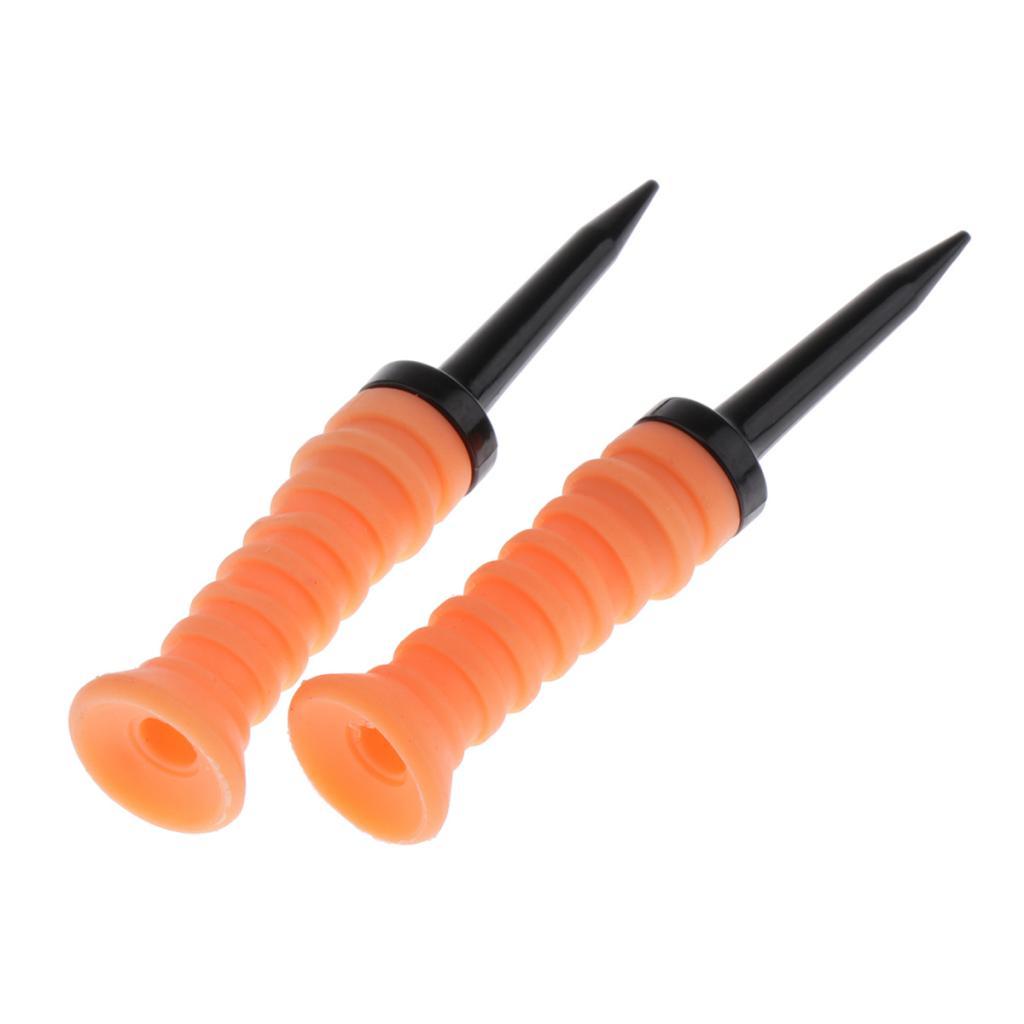 2 Pack Soft Plastic Golf Ball Tees Limit Resistance Elastic Ball Nail Orange