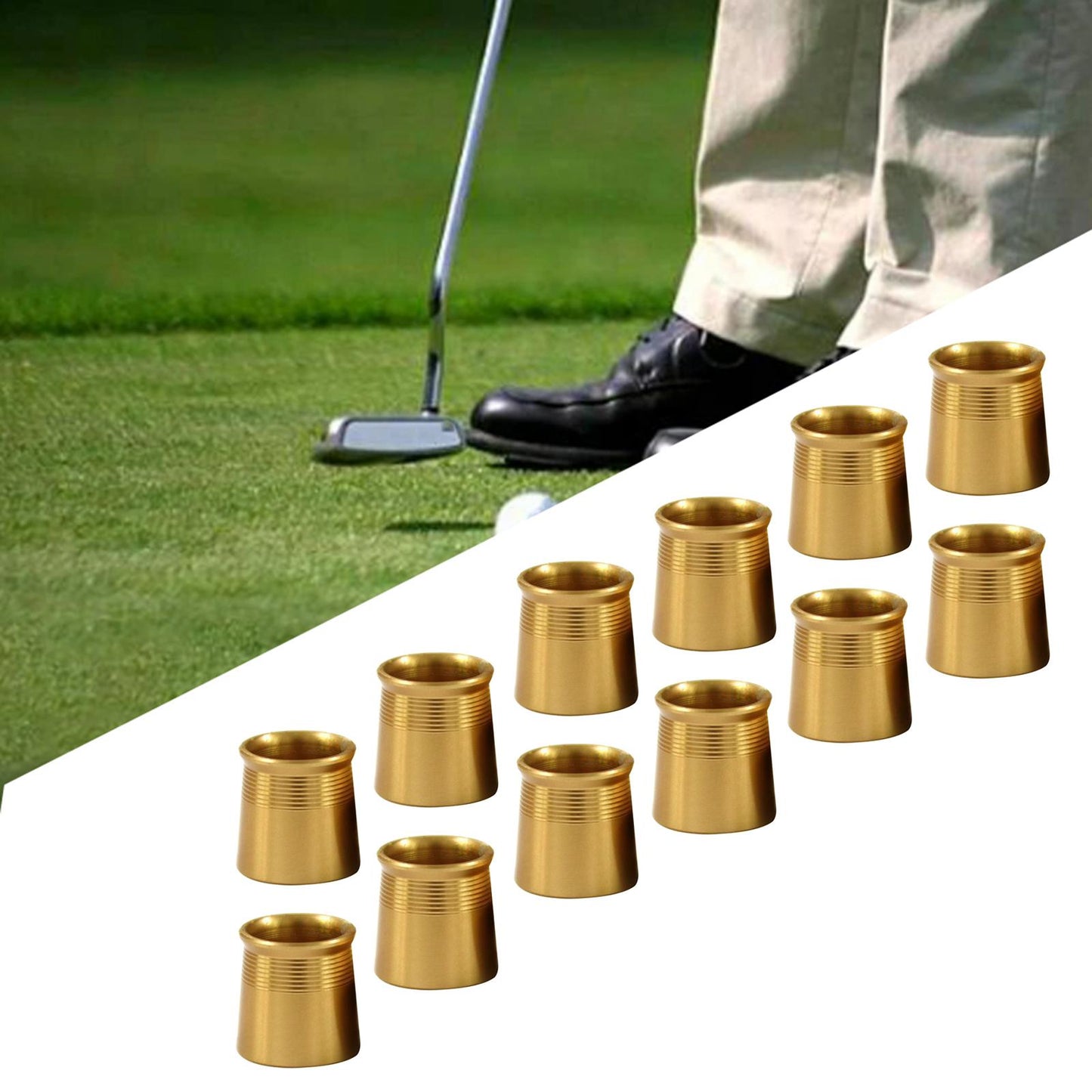 12 Pieces Golf Iron Ferrules for Taper Tip Iron Wedge Protector Guards Gold
