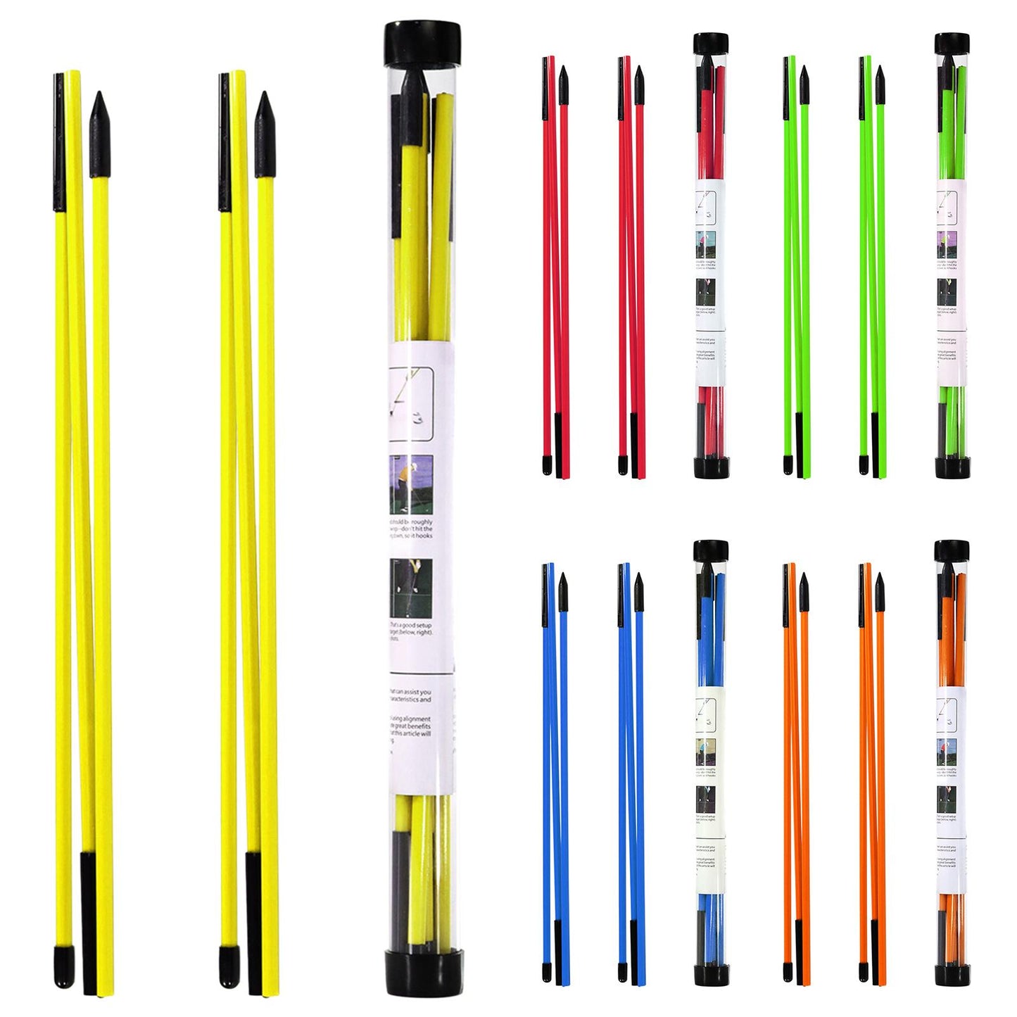 2Pack Golf Alignment Rods Golf Swing Trainer Sticks Golf Training Equipment Yellow