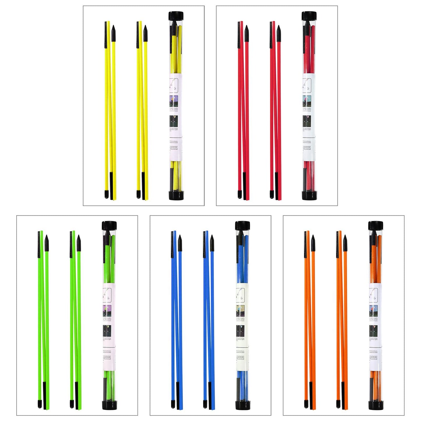 2Pack Golf Alignment Rods Golf Swing Trainer Sticks Golf Training Equipment Yellow