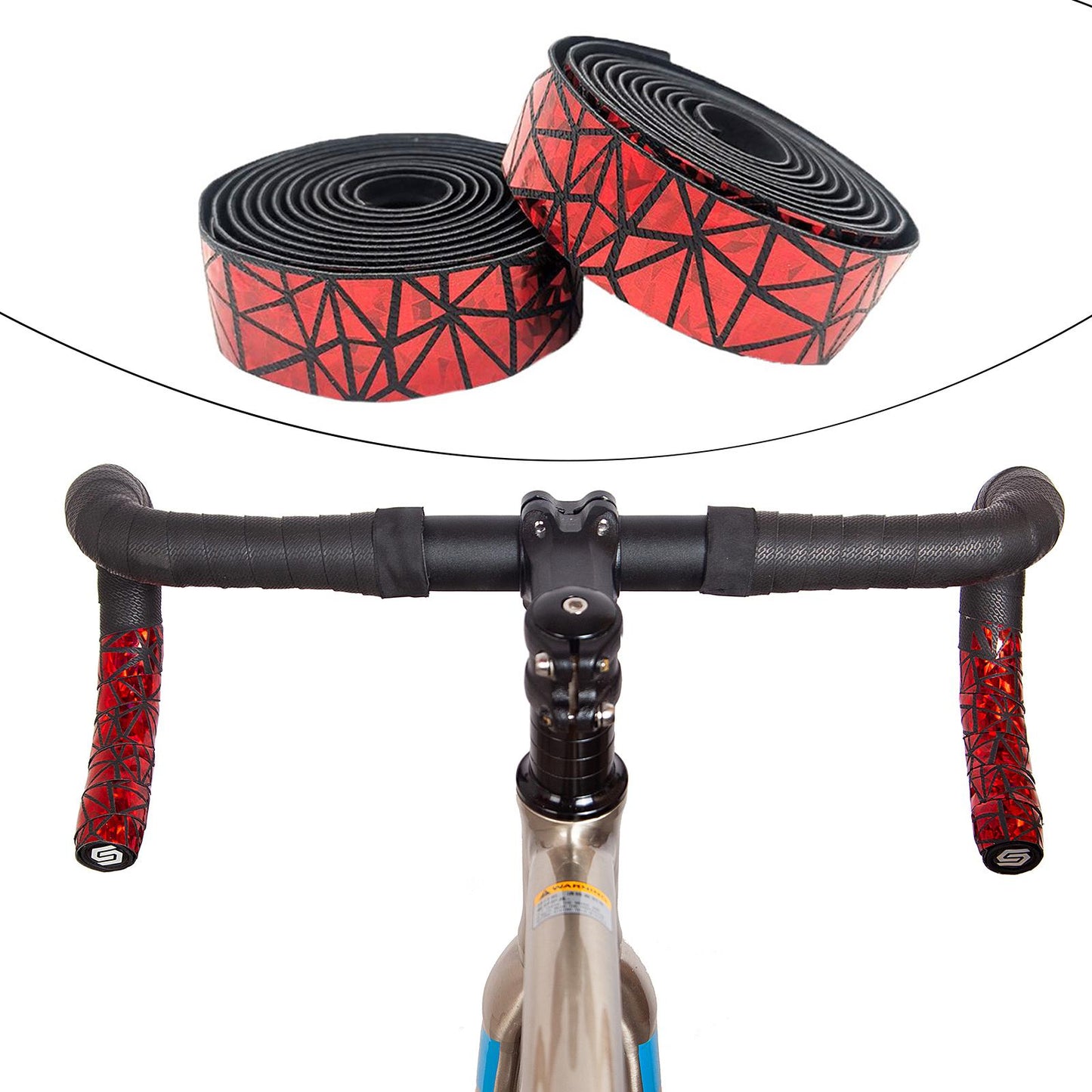 2Pcs Bike Handlebar Tape Anti Vibration Cycling Tapes Comfortable  Red