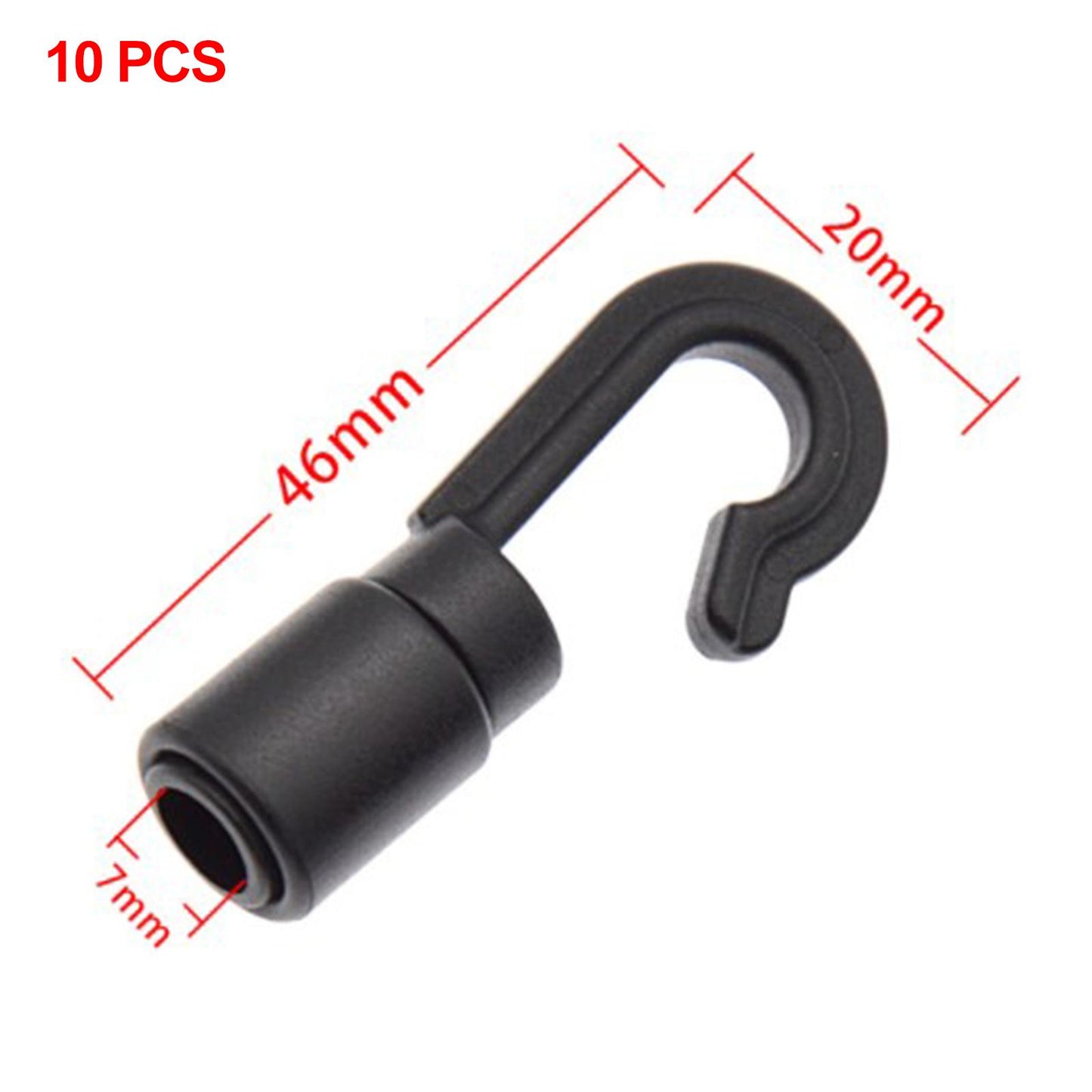 10 Pieces Shock Cord Open End Hooks Plastic Heavy Duty for Bungee Cord