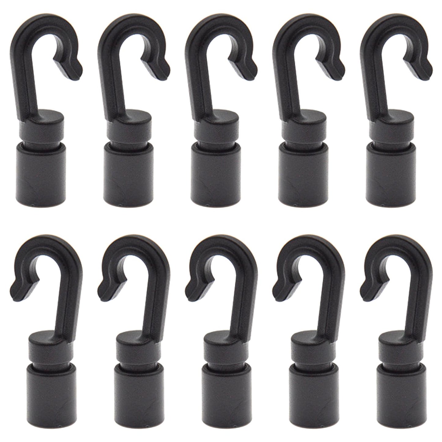 10 Pieces Shock Cord Open End Hooks Plastic Heavy Duty for Bungee Cord