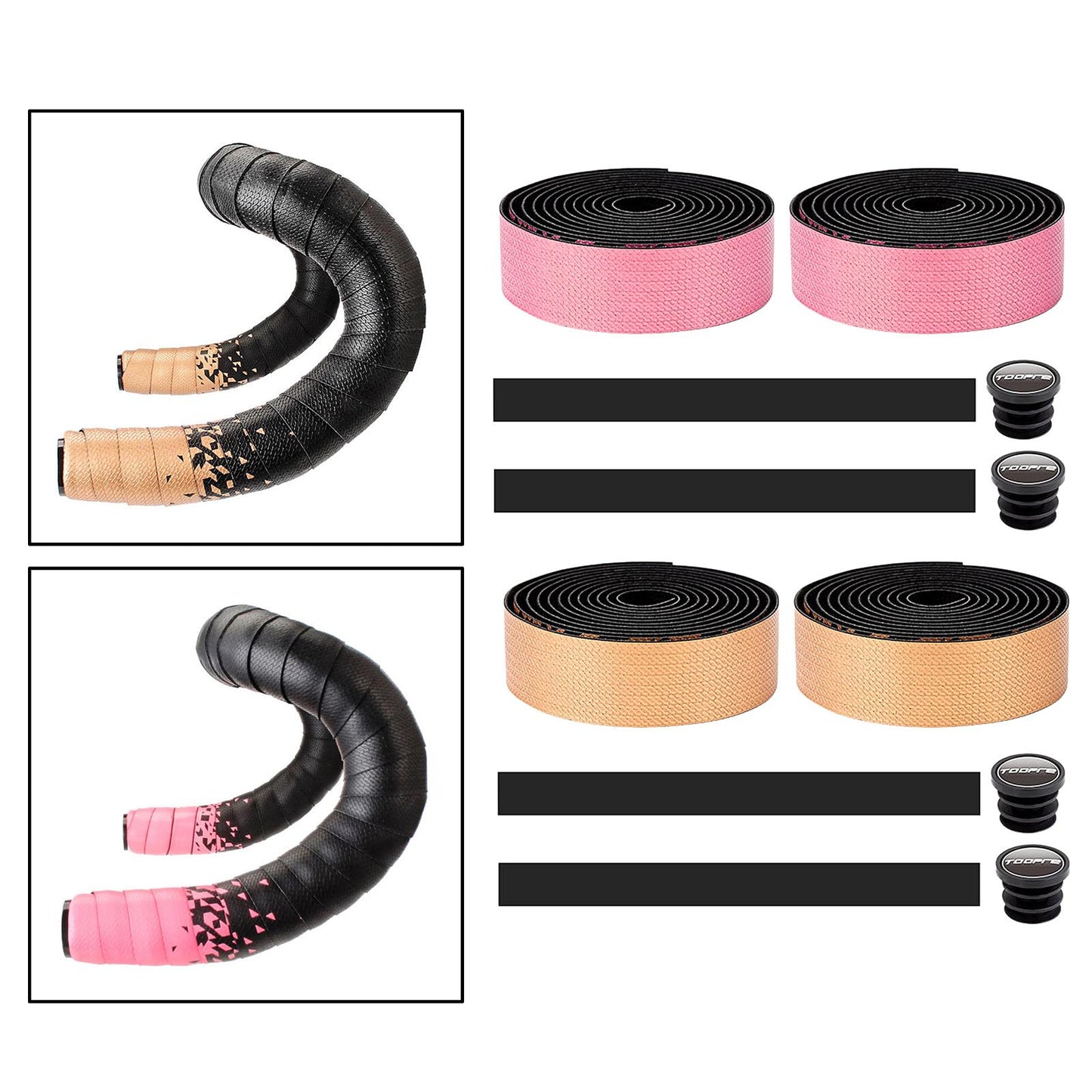 2PACK Road Bike Handlebar Tape Bicycle Drop Bar Wrap Outdoor Sports Non slip Pink