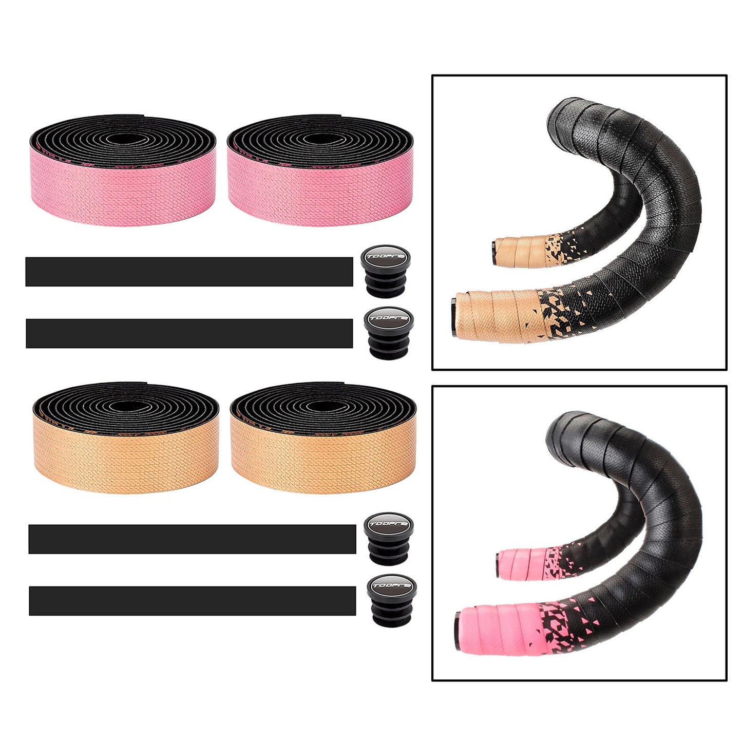 2PACK Road Bike Handlebar Tape Bicycle Drop Bar Wrap Outdoor Sports Non slip Pink
