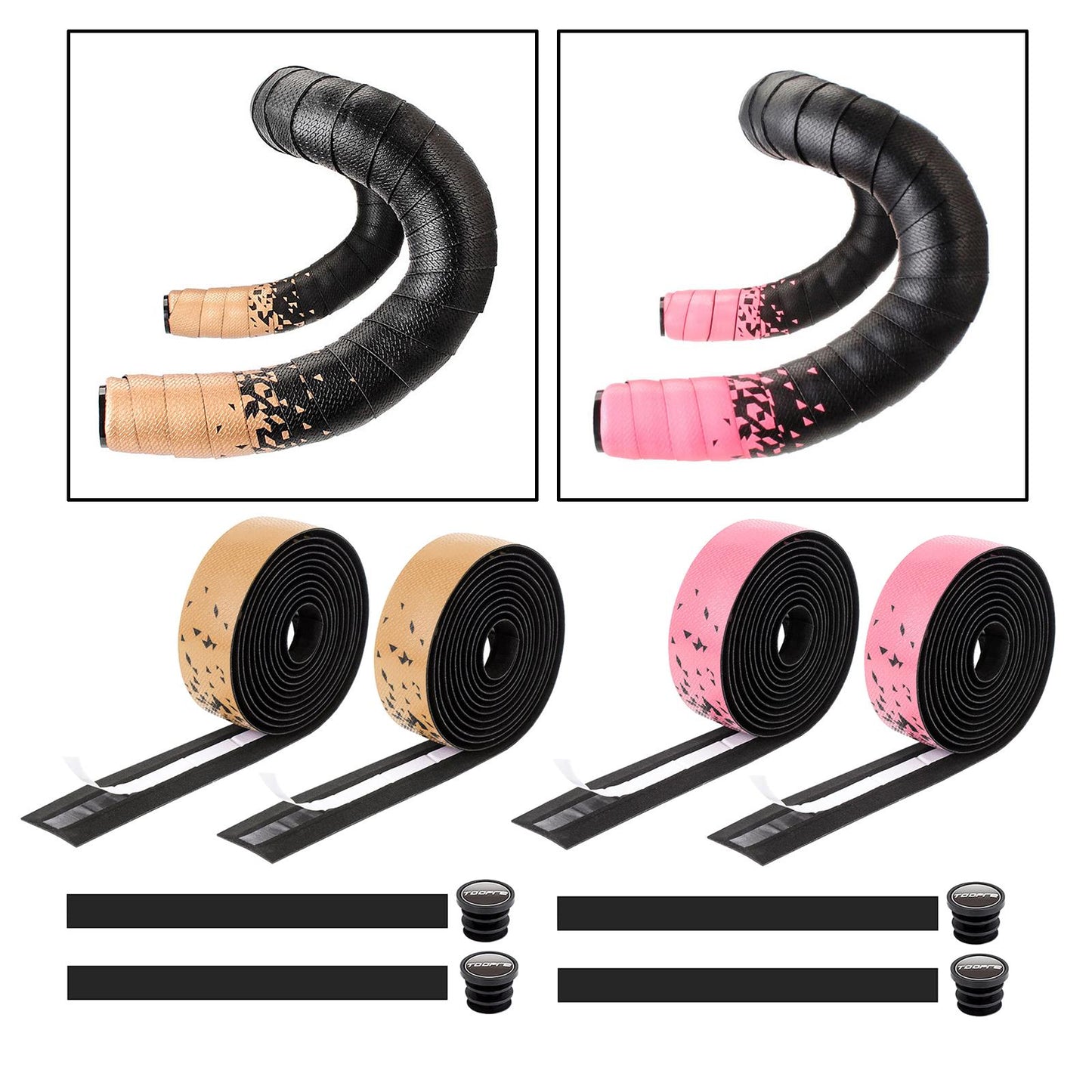 2PACK Road Bike Handlebar Tape Bicycle Drop Bar Wrap Outdoor Sports Non slip Pink