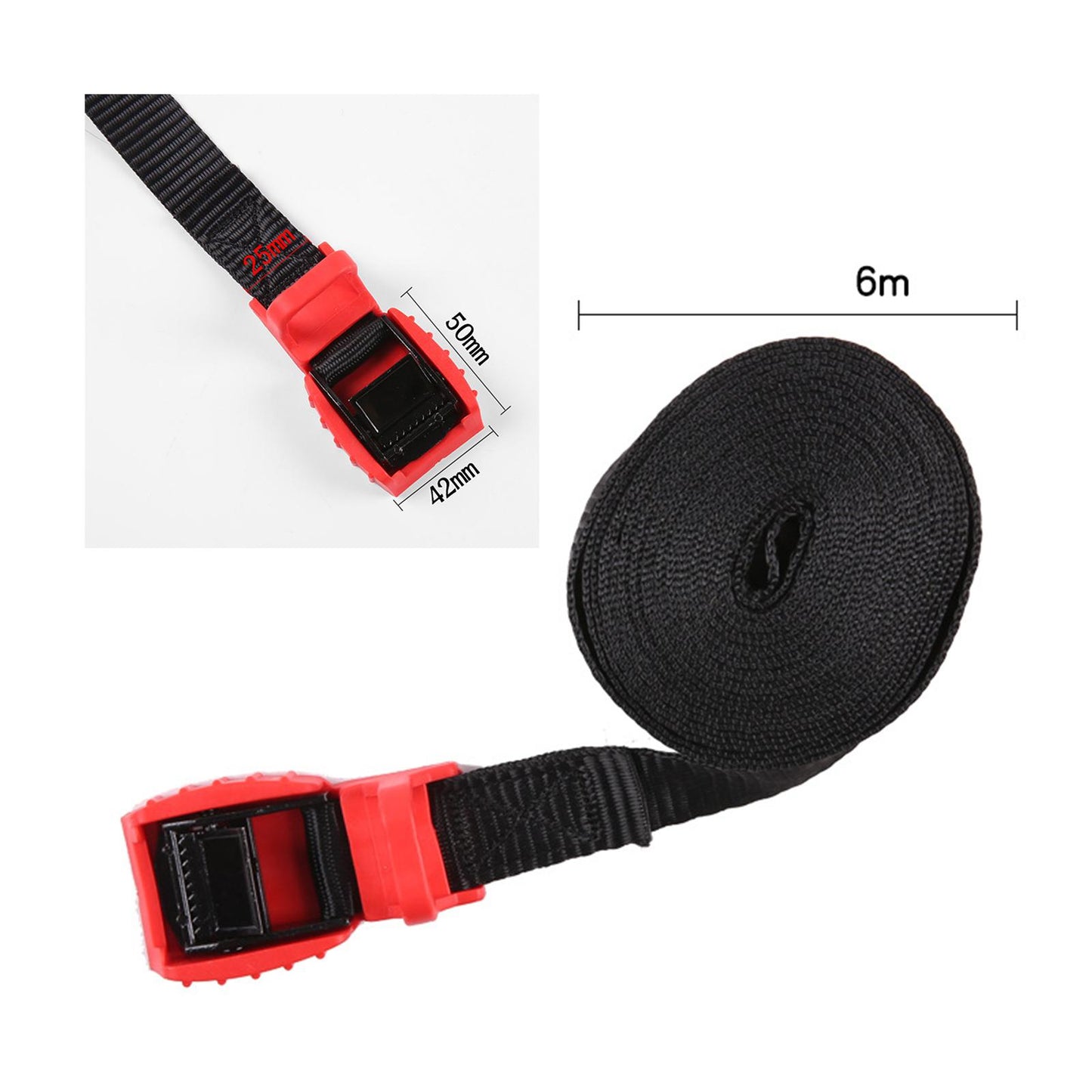 25mm Wide Tie Down Straps Bungee Cord Tow Rope Kayak Motorcycle Outdoor 6m
