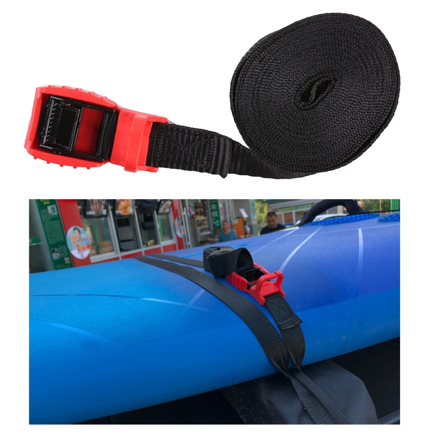 25mm Wide Tie Down Straps Bungee Cord Tow Rope Kayak Motorcycle Outdoor 6m