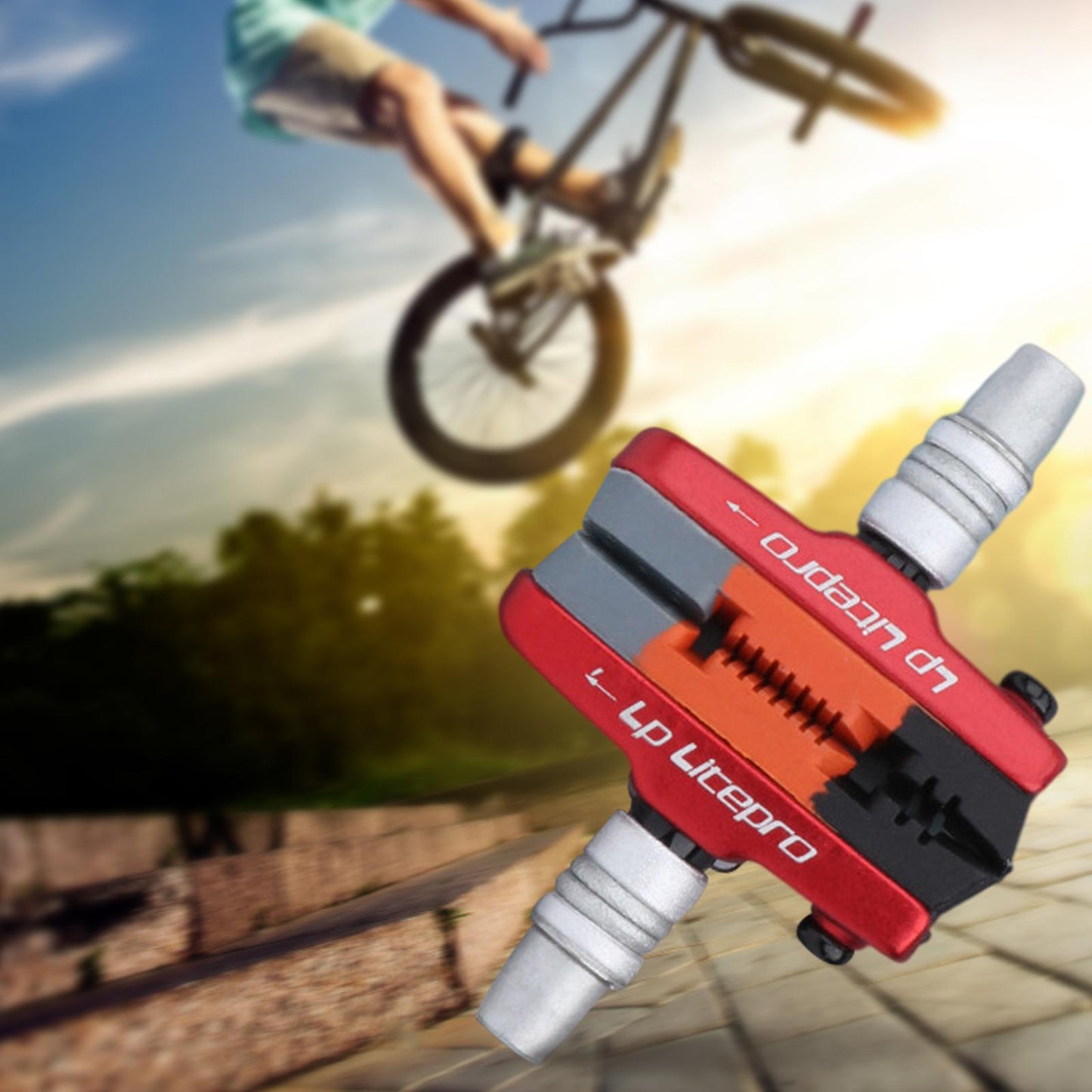 2pcs Premium Bike Brake Blocks Bicycle V Brake Pads Break System Red