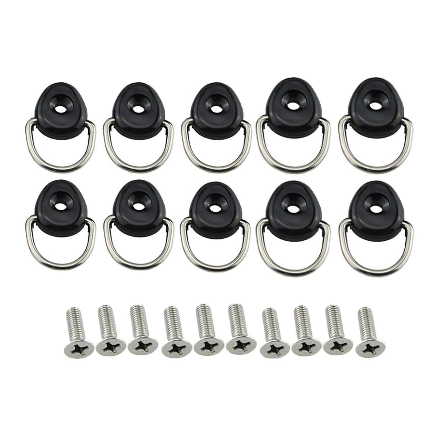 10x Kayak D Rings Safety Deck Fitting Tie Down Loop Elastic Rope Pull Buckle