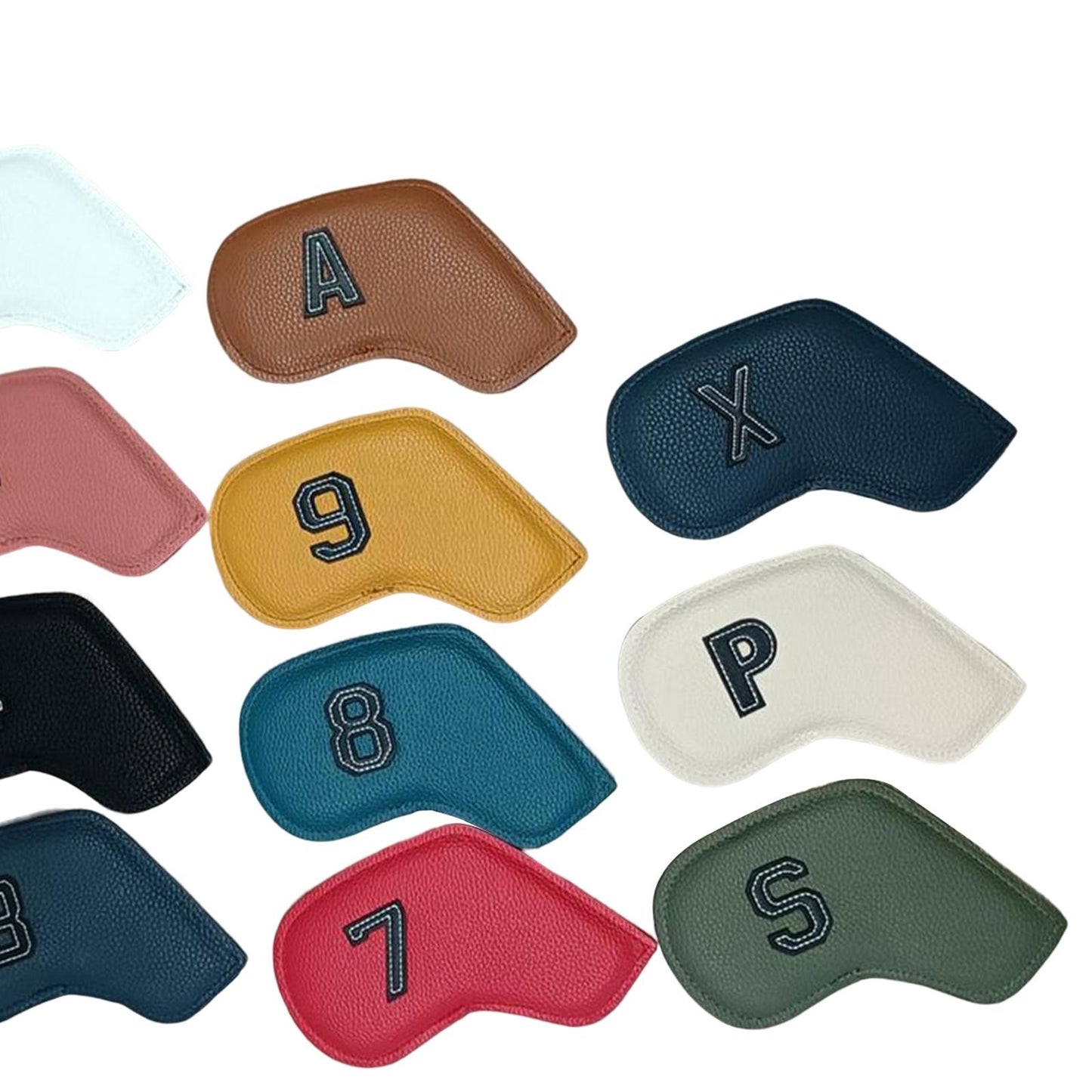 11 Pieces Golf Iron Head Covers PU 3,4,5,6,7,8,9,P,A,S,x Protector Guard