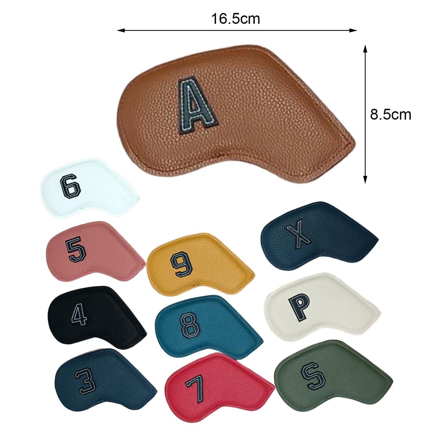 11 Pieces Golf Iron Head Covers PU 3,4,5,6,7,8,9,P,A,S,x Protector Guard