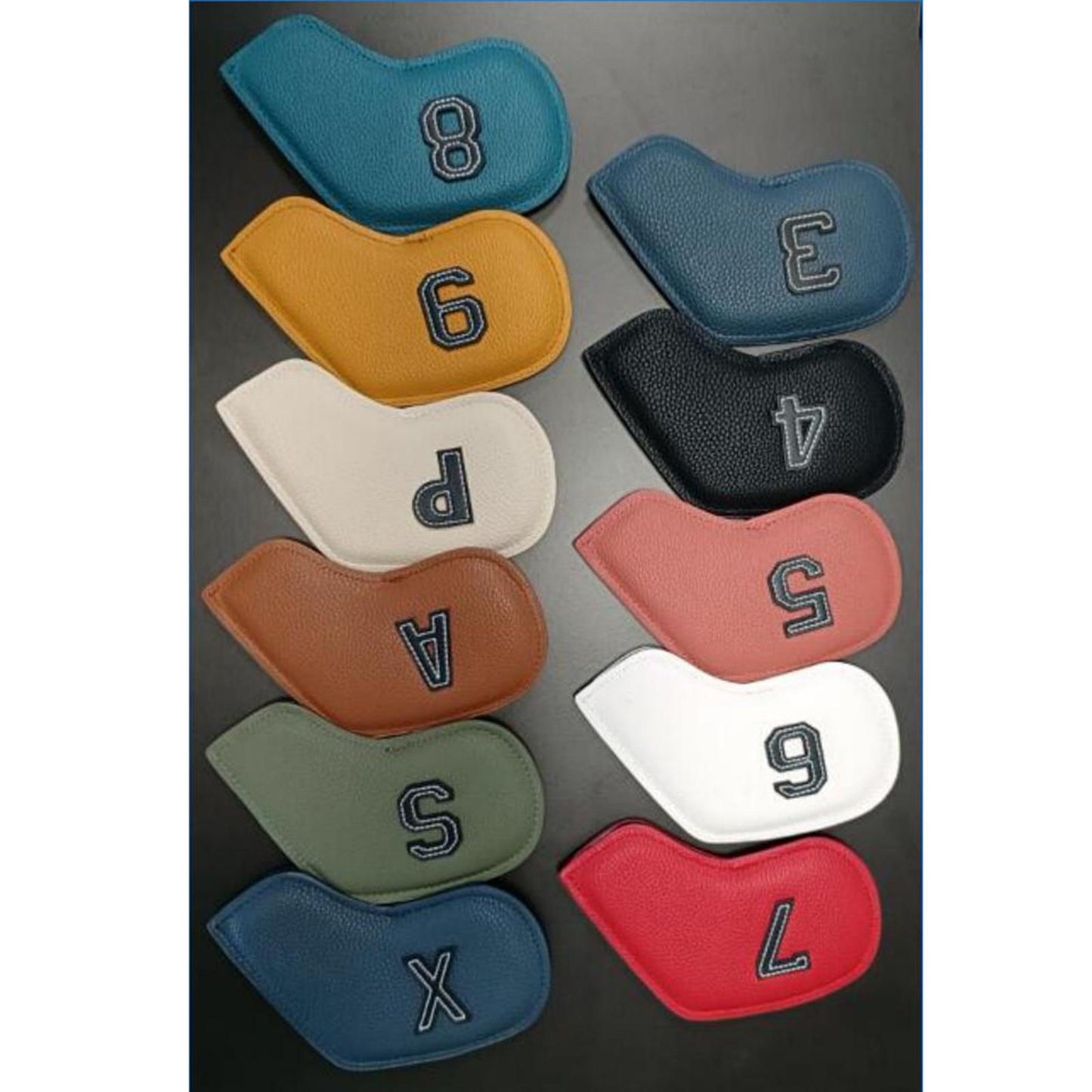 11 Pieces Golf Iron Head Covers PU 3,4,5,6,7,8,9,P,A,S,x Protector Guard