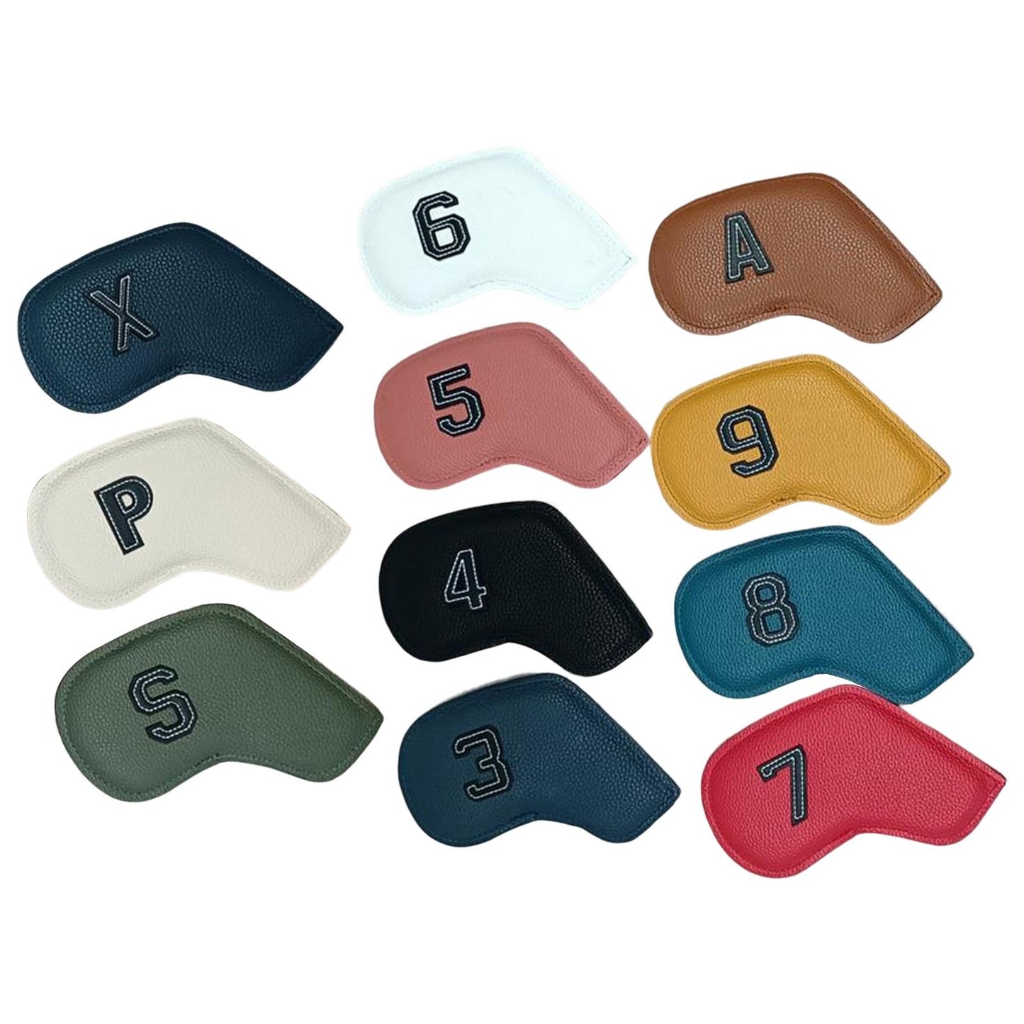 11 Pieces Golf Iron Head Covers PU 3,4,5,6,7,8,9,P,A,S,x Protector Guard