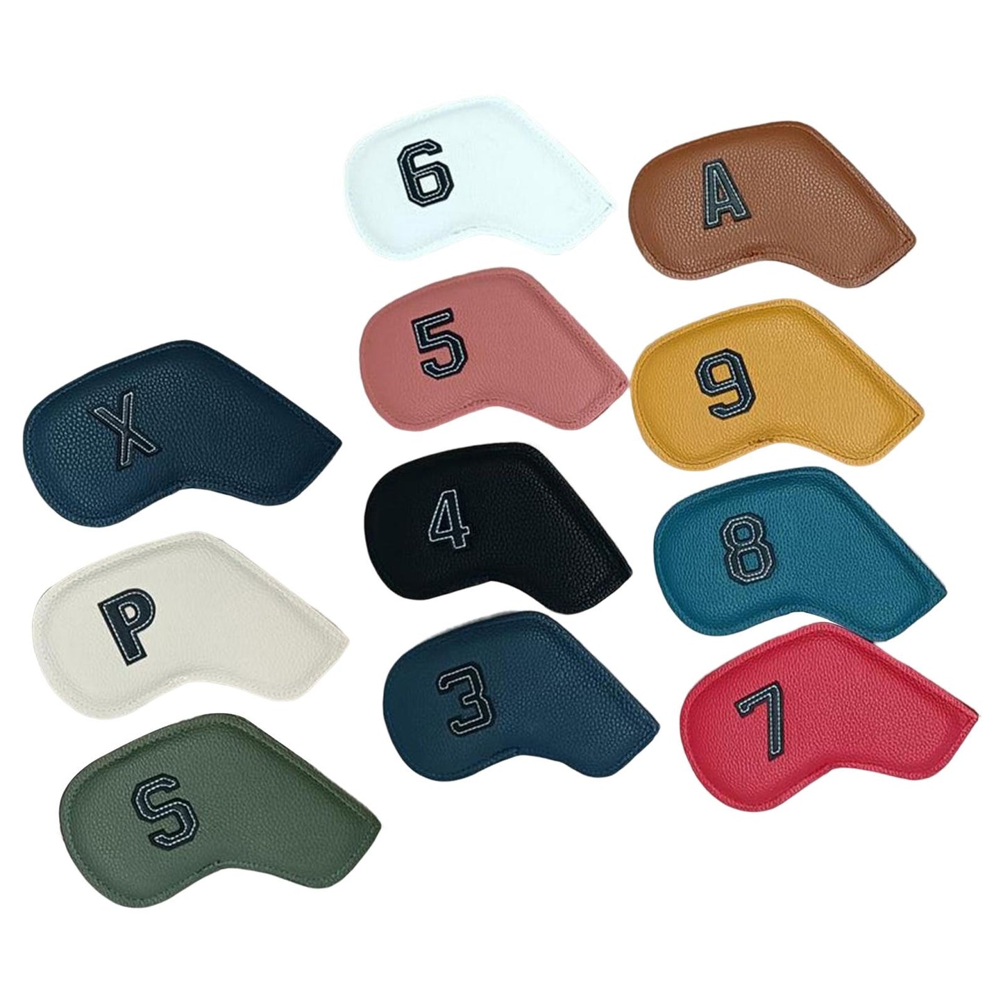 11 Pieces Golf Iron Head Covers PU 3,4,5,6,7,8,9,P,A,S,x Protector Guard