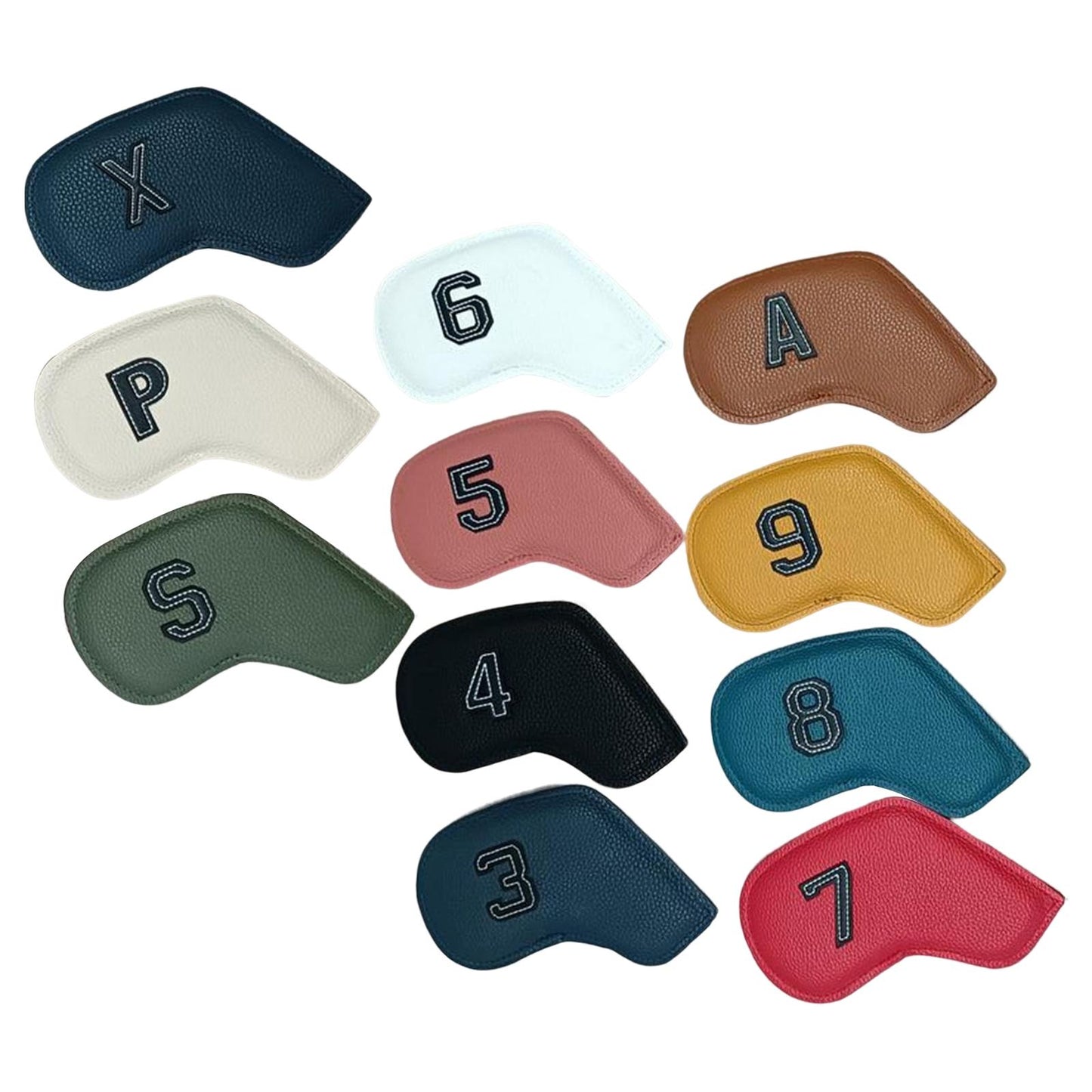 11 Pieces Golf Iron Head Covers PU 3,4,5,6,7,8,9,P,A,S,x Protector Guard