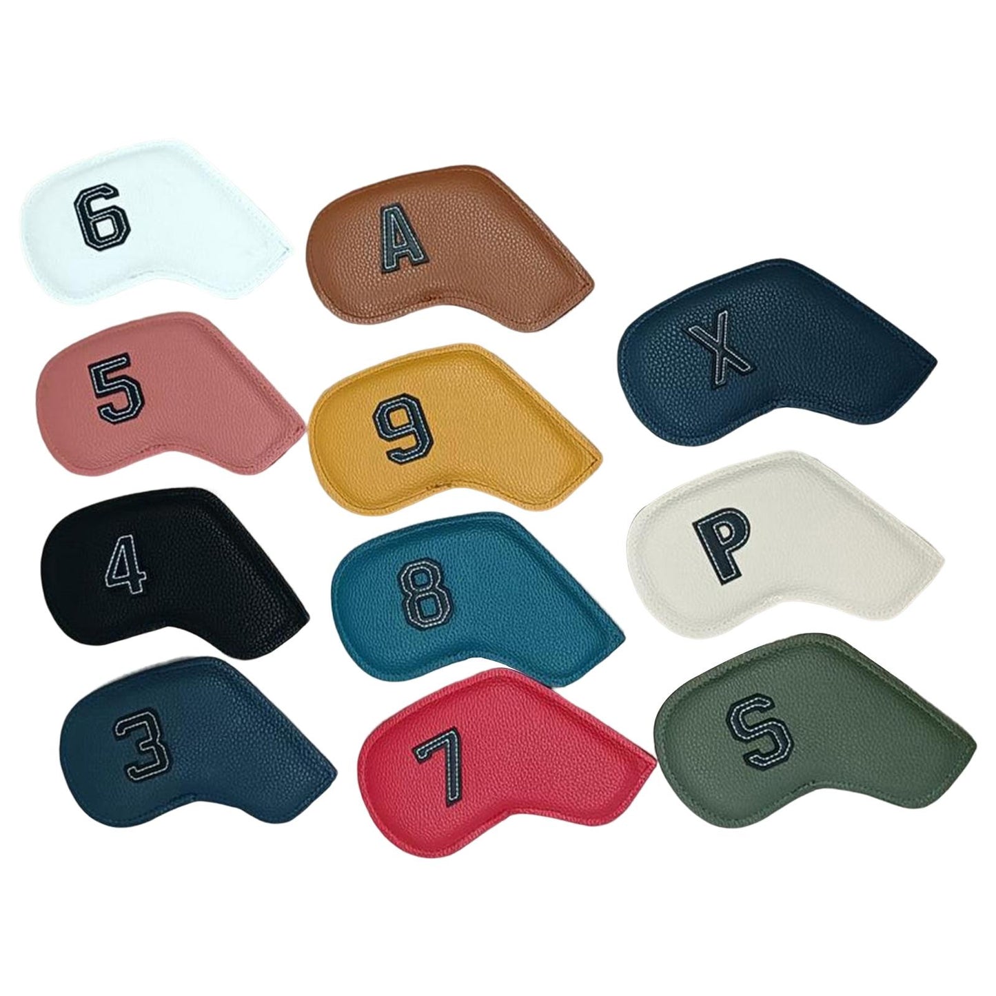 11 Pieces Golf Iron Head Covers PU 3,4,5,6,7,8,9,P,A,S,x Protector Guard
