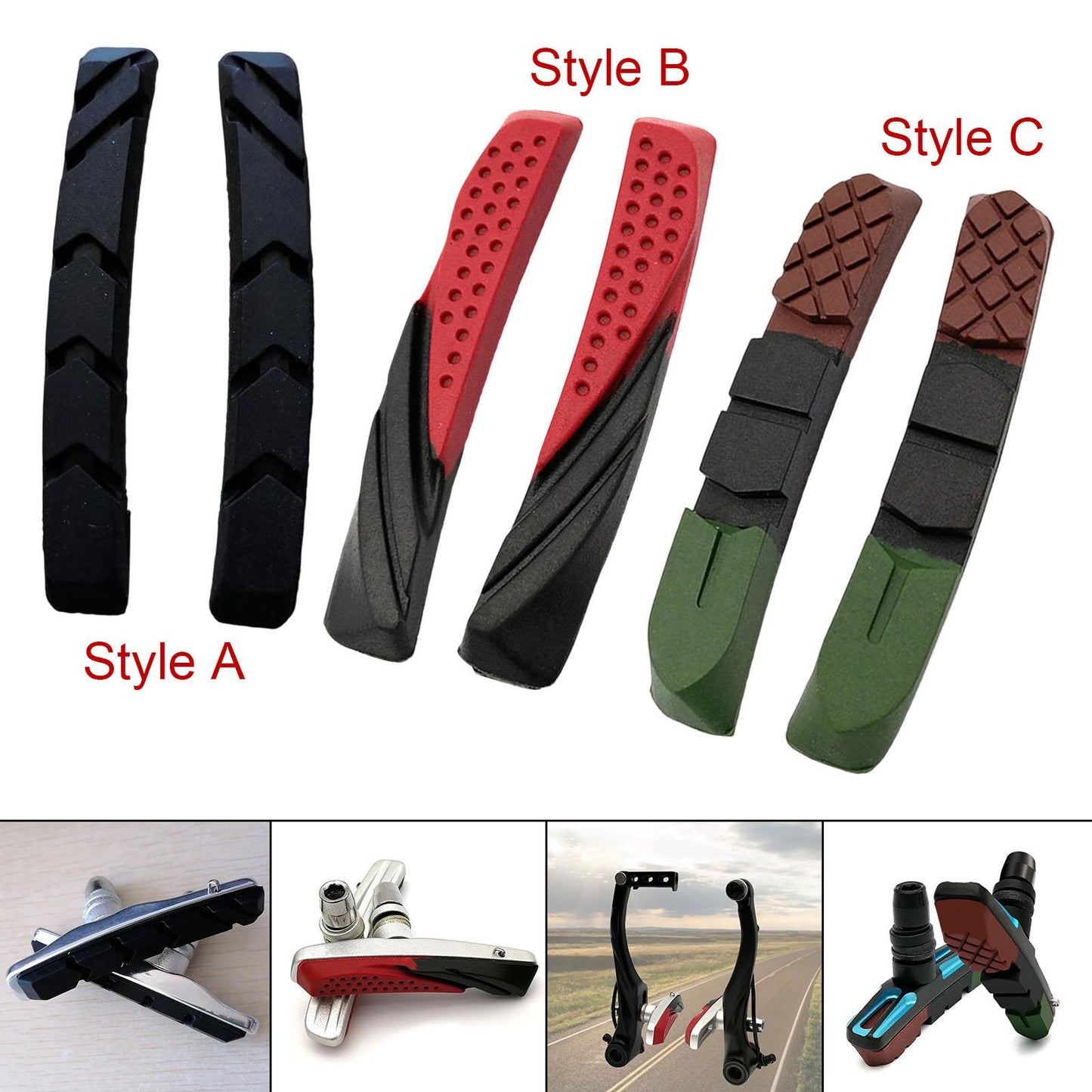 2Pcs V Brake Blocks Mountain Bike Bicycle Pads MTB Cycling Shoes Style A