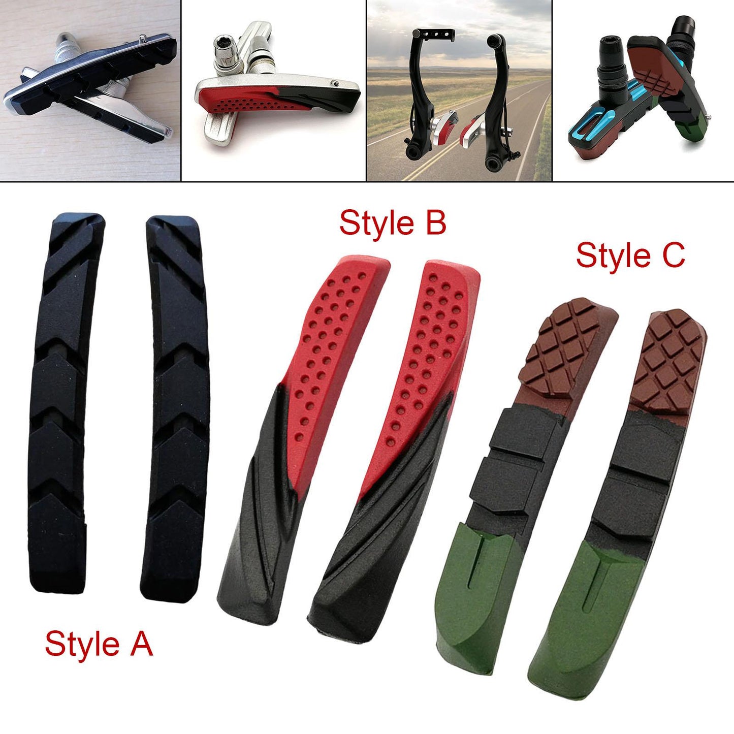 2Pcs V Brake Blocks Mountain Bike Bicycle Pads MTB Cycling Shoes Style A