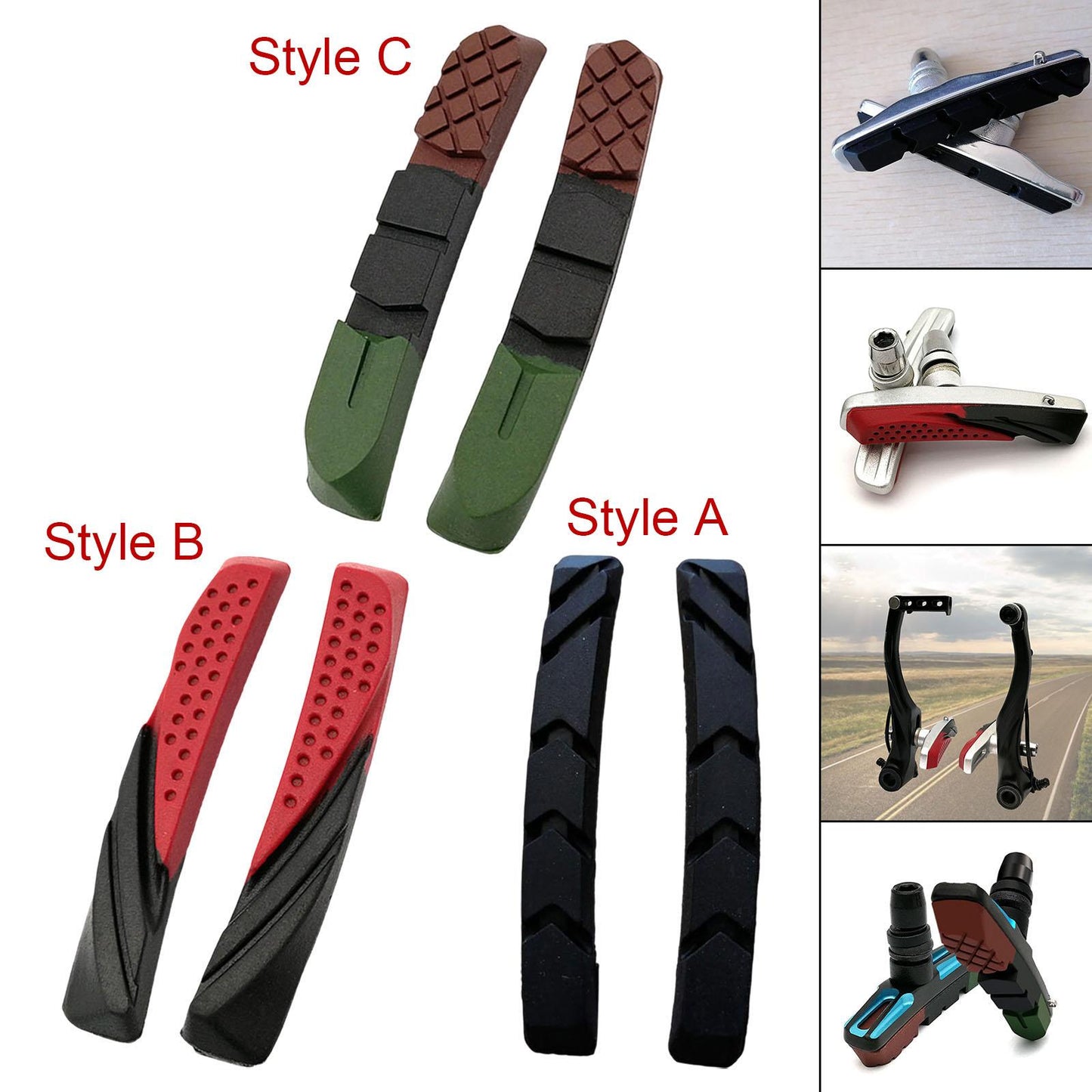 2Pcs V Brake Blocks Mountain Bike Bicycle Pads MTB Cycling Shoes Style A