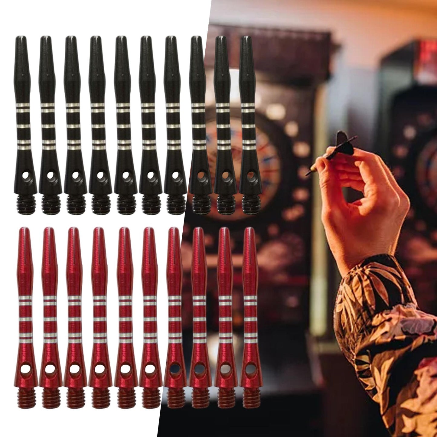 10Pcs Dart Shafts Dart Stems Aluminium Alloy 2BA Thread Replacement Black