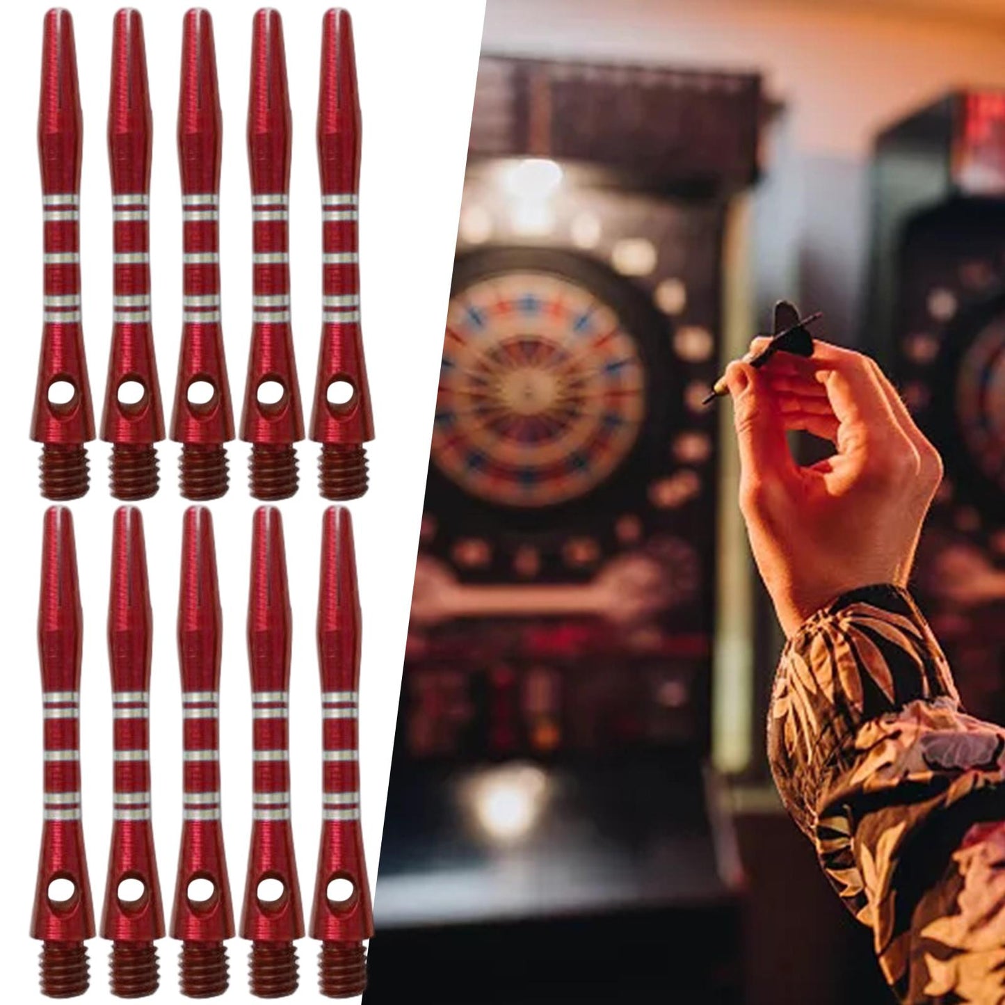 10Pcs Dart Shafts Dart Stems Aluminium Alloy 2BA Thread Replacement Red