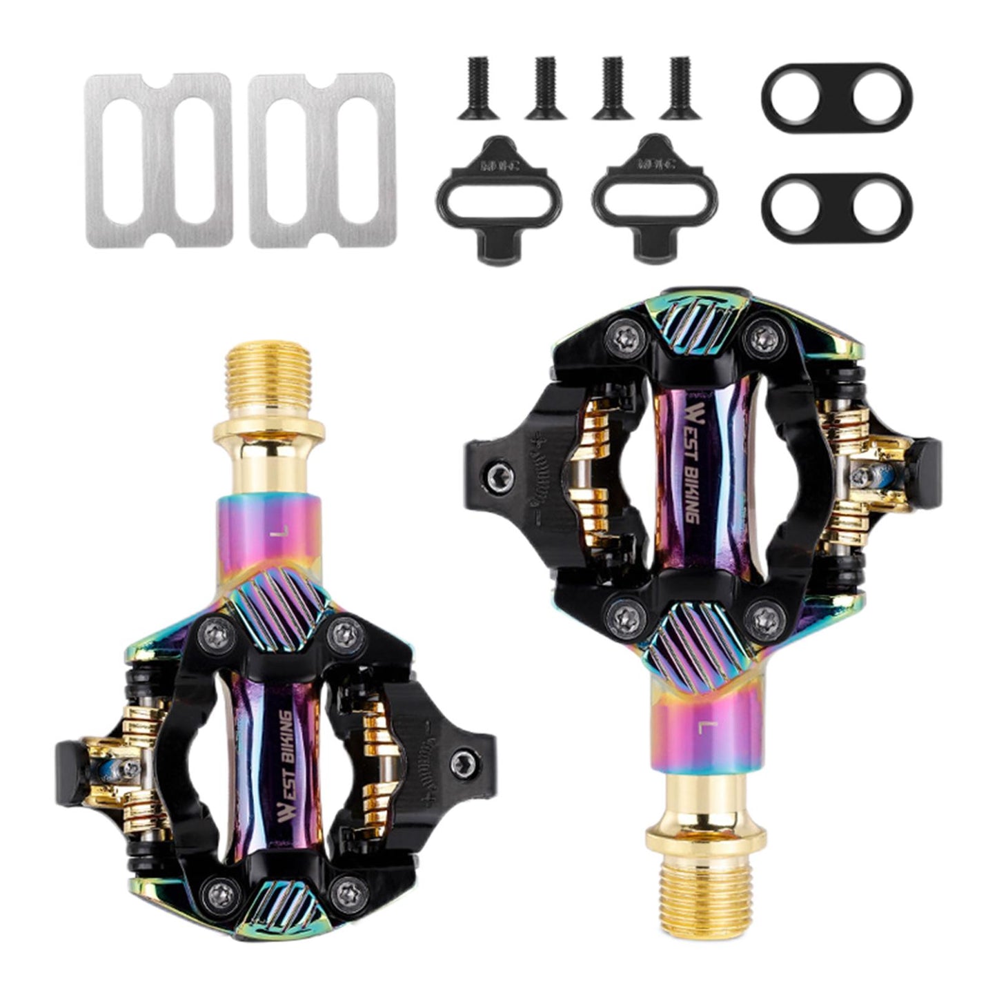 2 Pieces Lightweight Bike Pedals Self Locking with SPD Cleats BMX Cycling