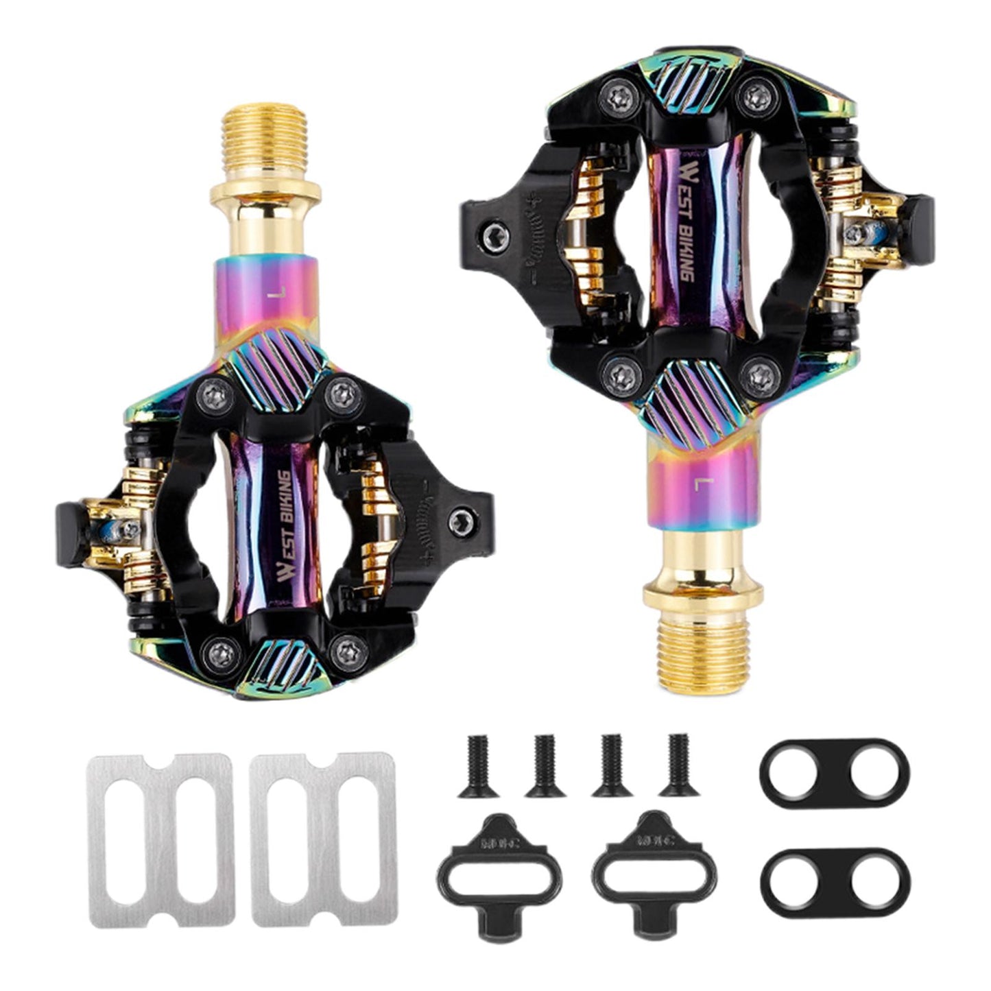 2 Pieces Lightweight Bike Pedals Self Locking with SPD Cleats BMX Cycling