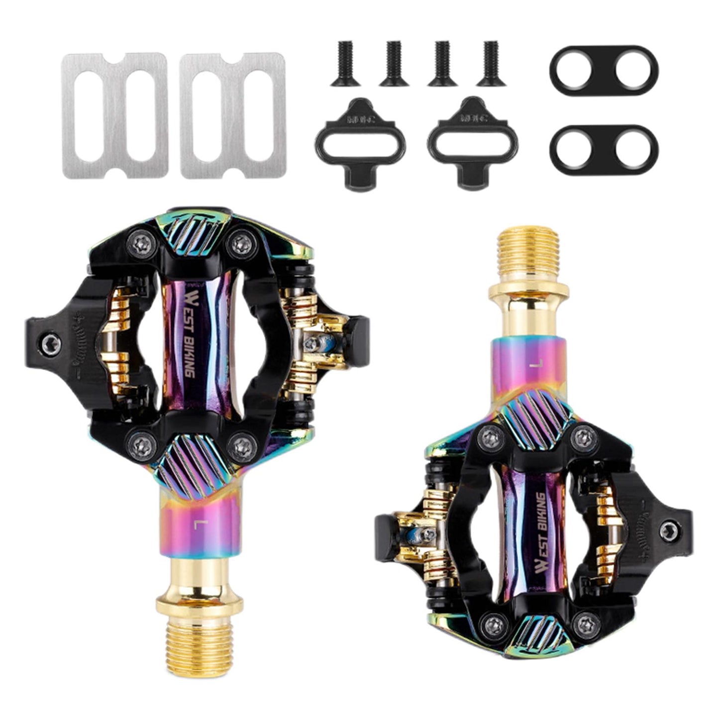 2 Pieces Lightweight Bike Pedals Self Locking with SPD Cleats BMX Cycling