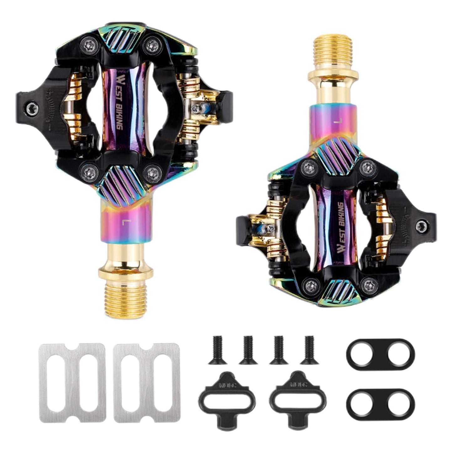 2 Pieces Lightweight Bike Pedals Self Locking with SPD Cleats BMX Cycling