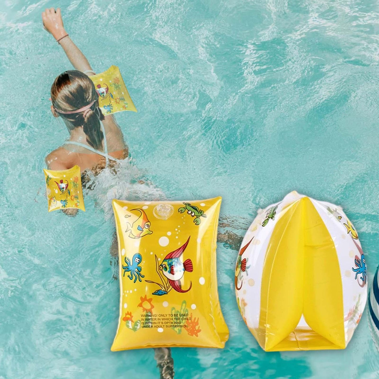 2 Pieces Adult Inflatable Armbands for Kids Tube Child Pool Wear Swimming