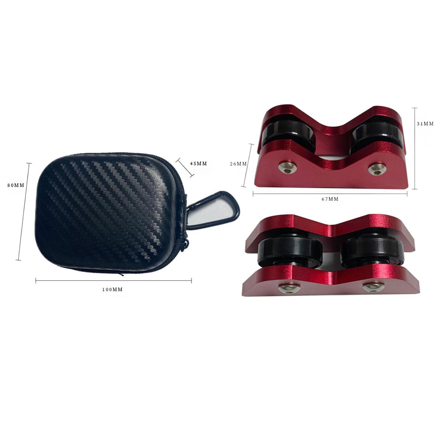 2Pcs Billiard Cue Straightness Checker with Carry Case Detection   Red