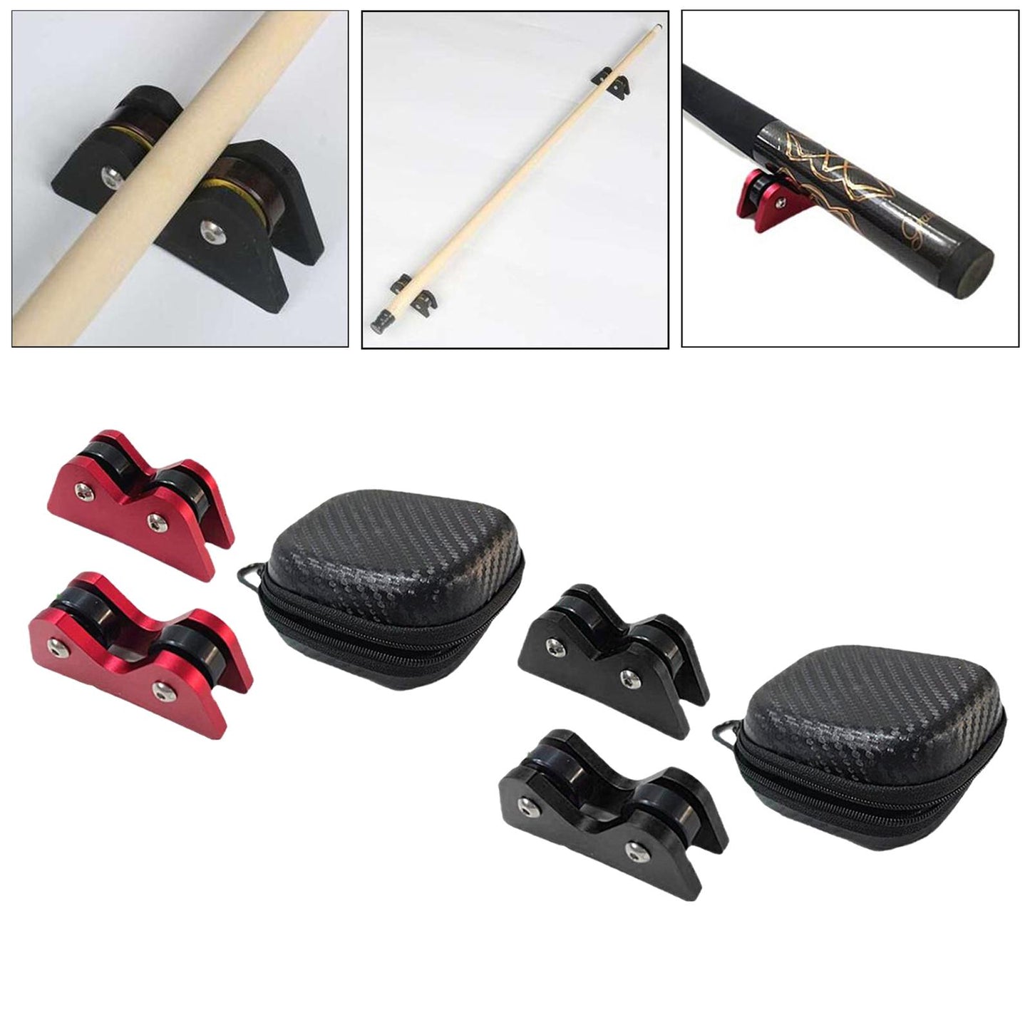 2Pcs Billiard Cue Straightness Checker with Carry Case Detection   Red