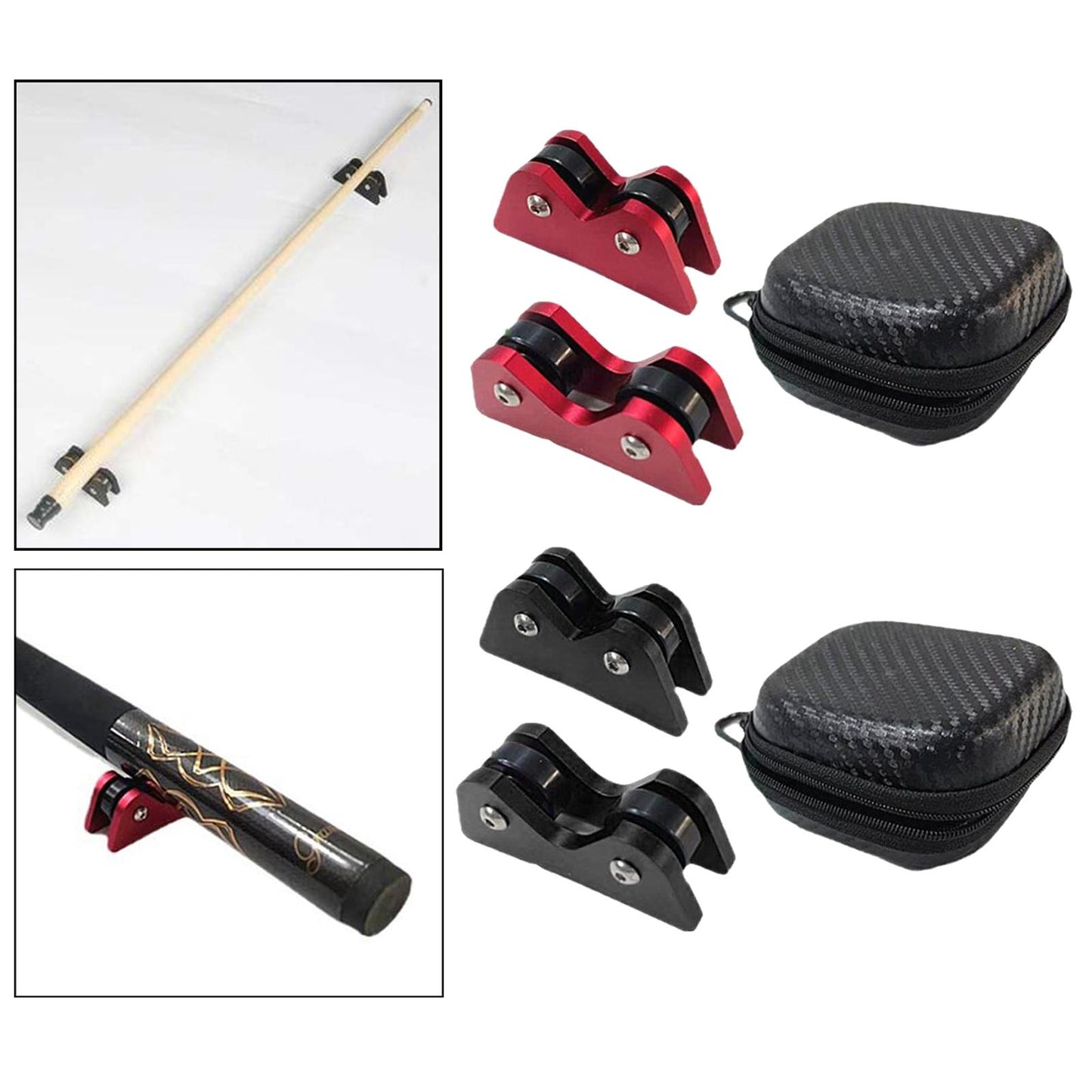 2Pcs Billiard Cue Straightness Checker with Carry Case Detection   Red